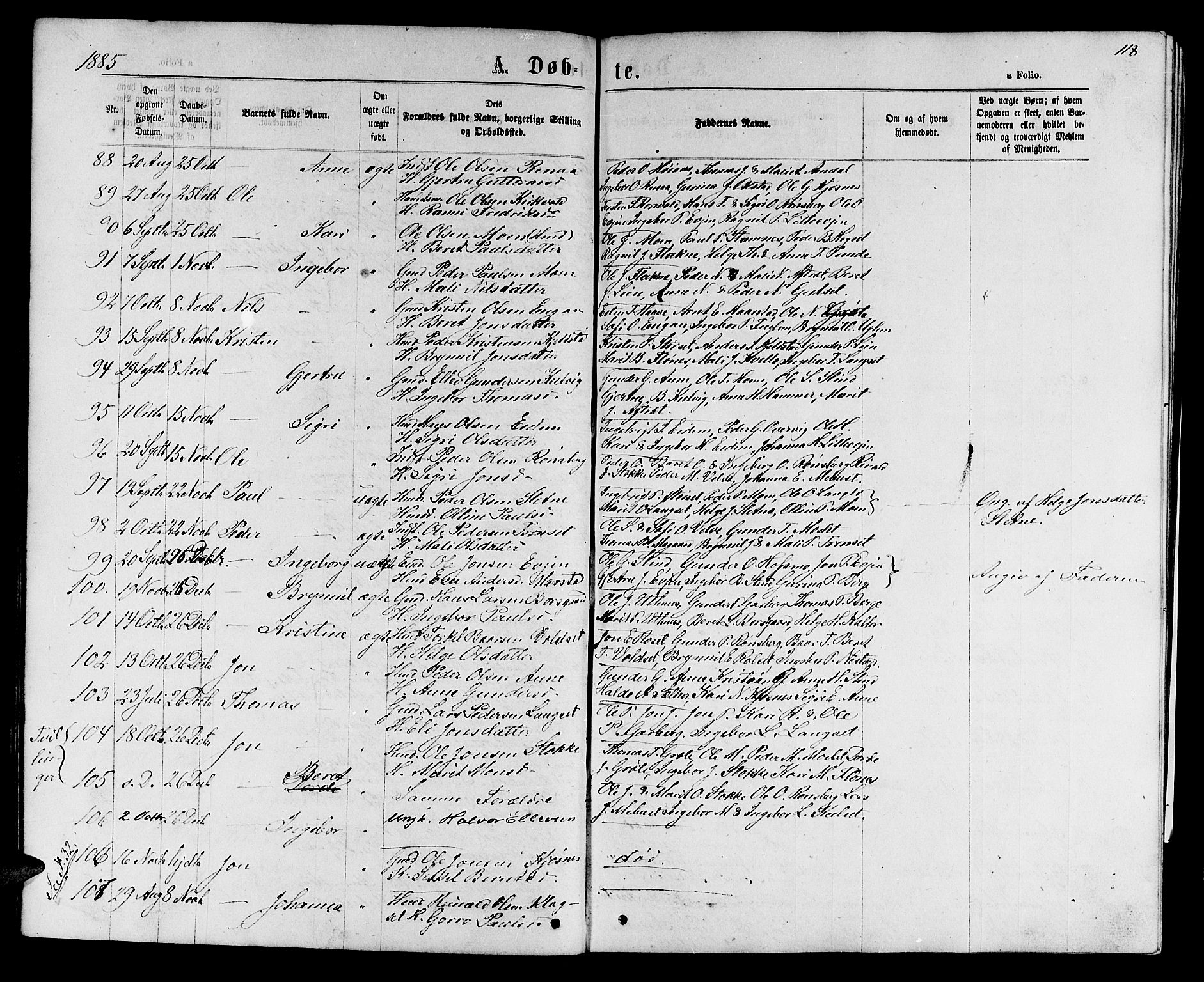 Ministerialprotokoller, klokkerbøker og fødselsregistre - Sør-Trøndelag, SAT/A-1456/695/L1156: Klokkerbok nr. 695C07, 1869-1888, s. 118