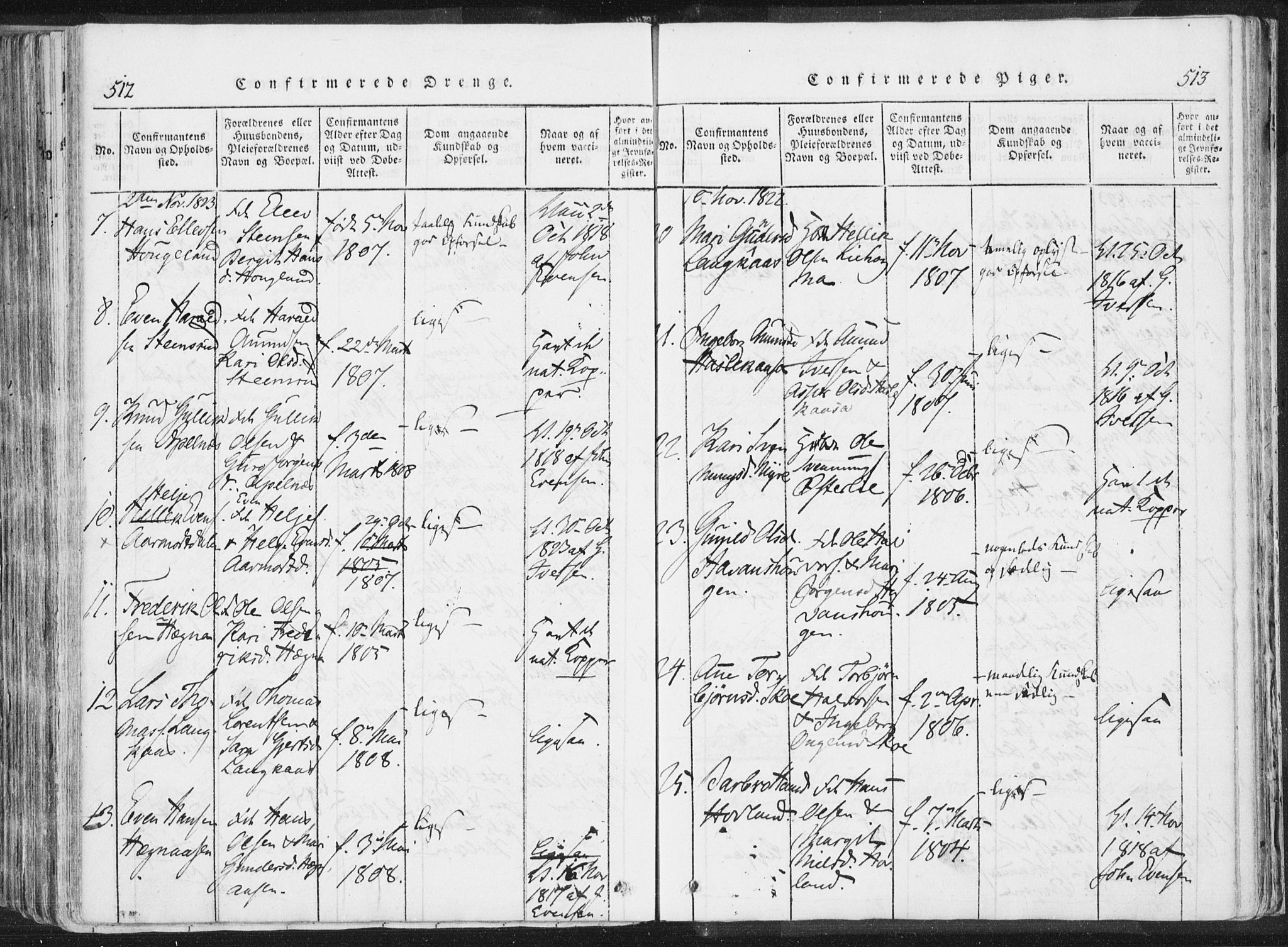 Bø kirkebøker, AV/SAKO-A-257/F/Fa/L0006: Ministerialbok nr. 6, 1815-1831, s. 512-513