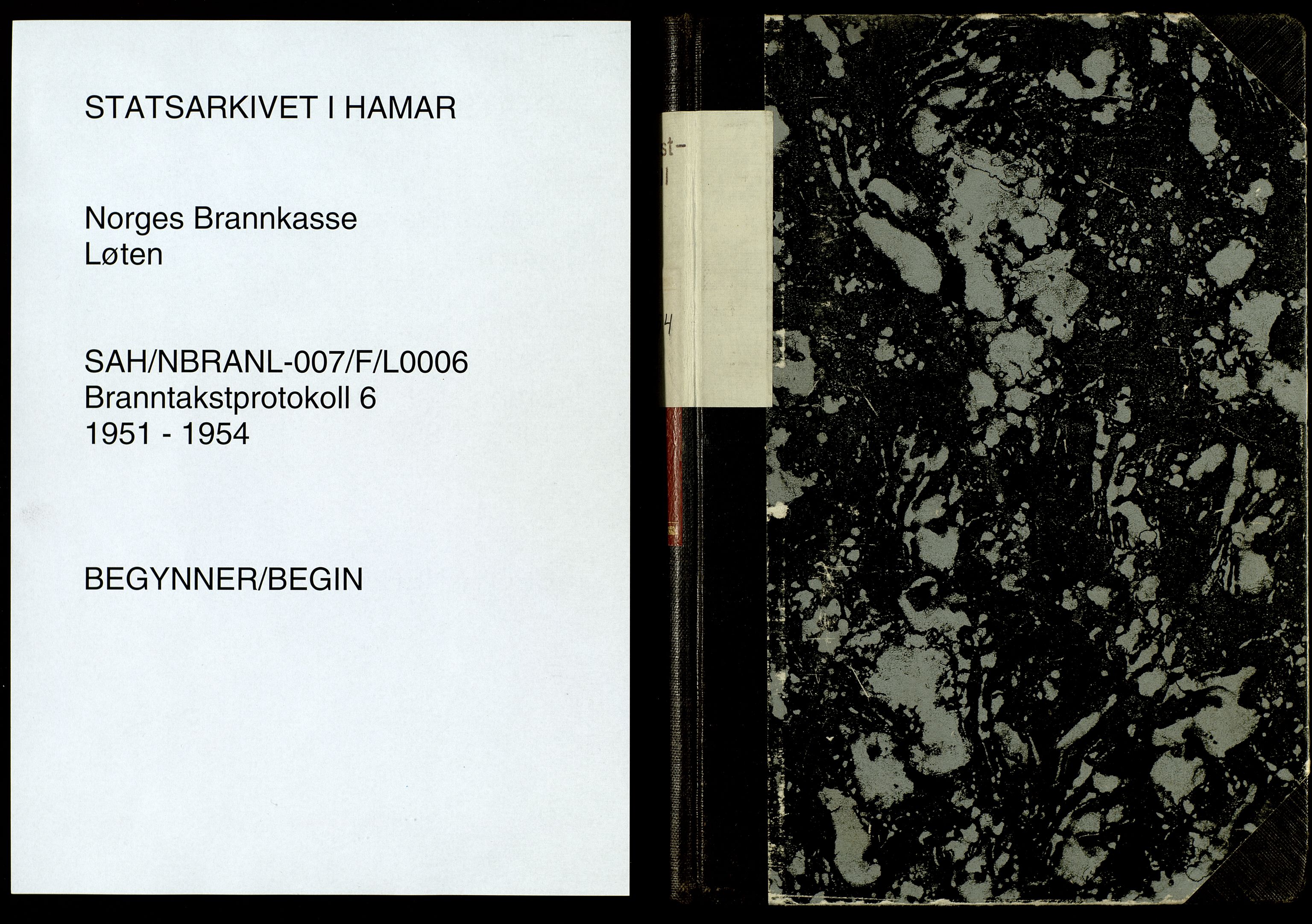 Norges Brannkasse, Løten, SAH/NBRANL-007/F/L0006: Branntakstprotokoll, 1951-1954