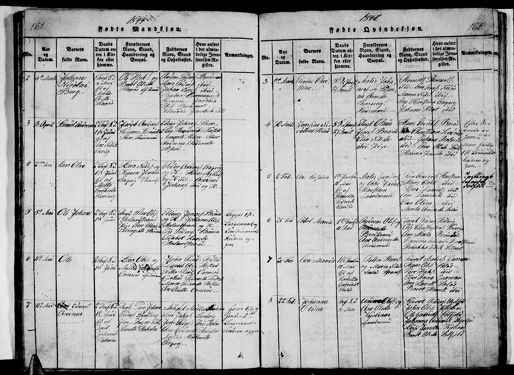 Ministerialprotokoller, klokkerbøker og fødselsregistre - Nordland, AV/SAT-A-1459/834/L0510: Klokkerbok nr. 834C01, 1820-1847, s. 161-162