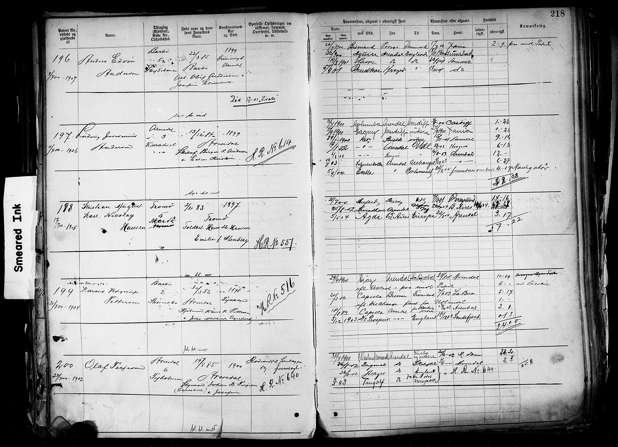 Arendal mønstringskrets, AV/SAK-2031-0012/F/Fa/L0004: Annotasjonsrulle nr 3828-4715 og nr 1-1296, S-4, 1892-1918, s. 224