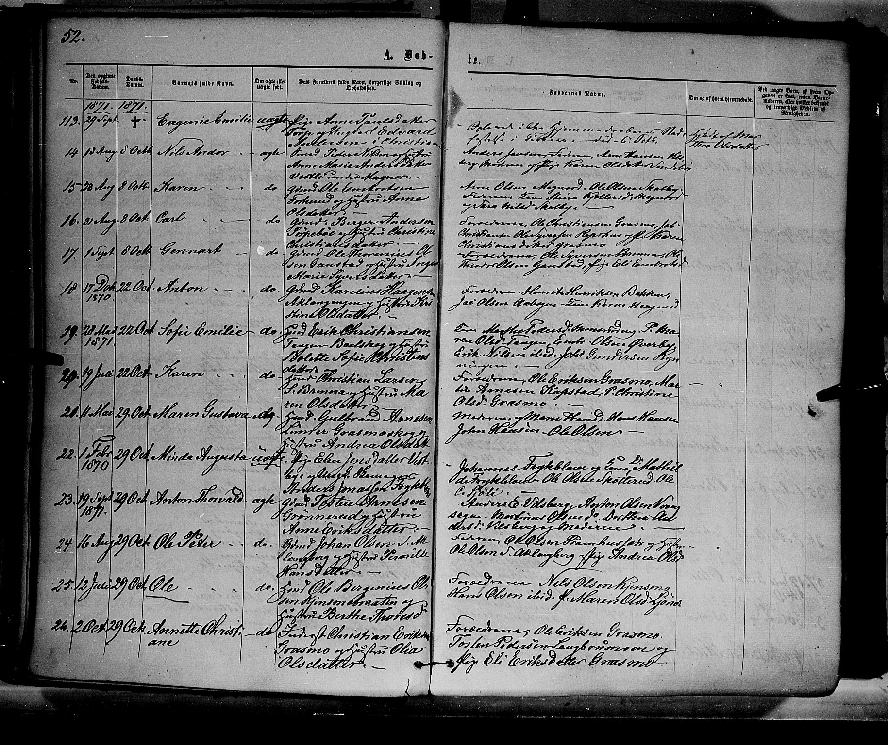 Eidskog prestekontor, AV/SAH-PREST-026/H/Ha/Haa/L0002: Ministerialbok nr. 2, 1867-1878, s. 52