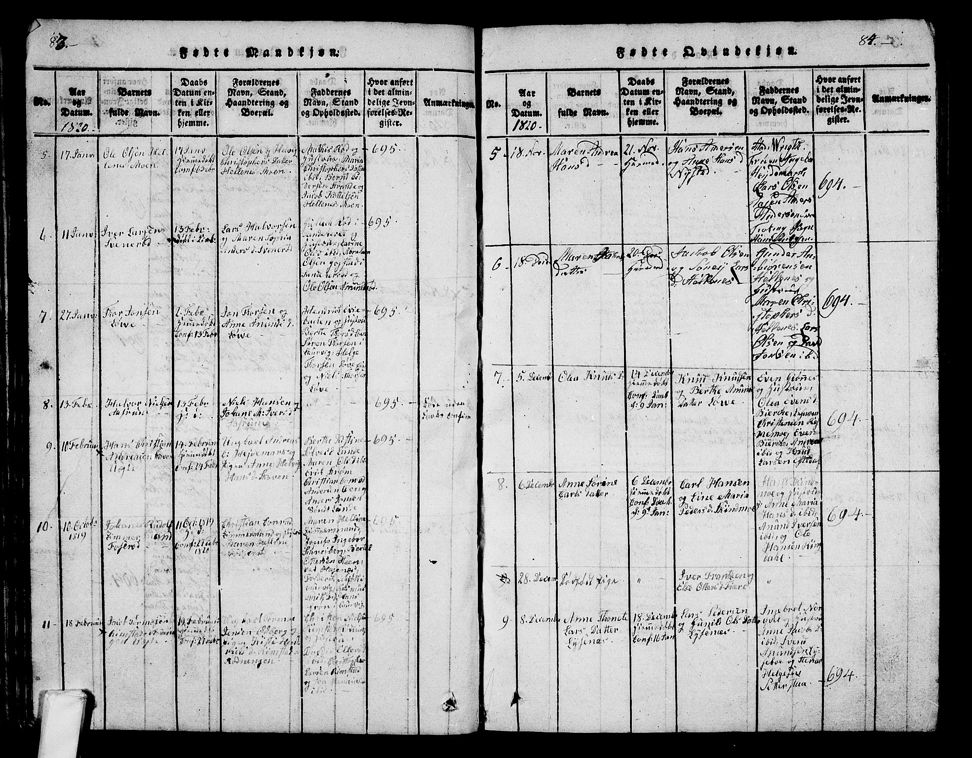 Hedrum kirkebøker, AV/SAKO-A-344/G/Ga/L0003: Klokkerbok nr. I 3, 1817-1835, s. 83-84