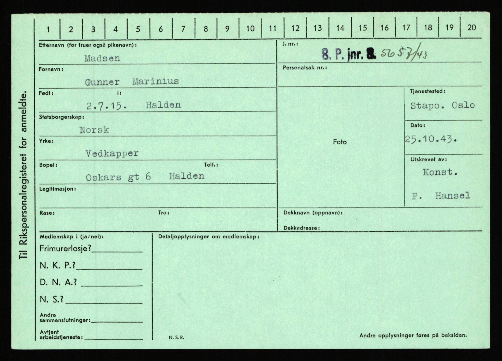 Statspolitiet - Hovedkontoret / Osloavdelingen, AV/RA-S-1329/C/Ca/L0010: Lind - Moksnes, 1943-1945, s. 2385