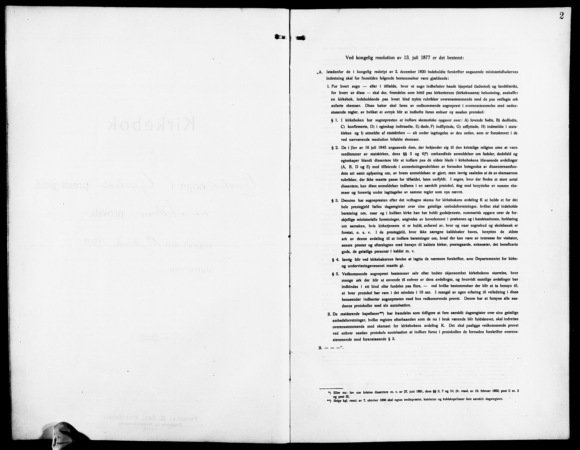 Gjerstad sokneprestkontor, SAK/1111-0014/F/Fb/Fba/L0008: Klokkerbok nr. B 8, 1909-1925, s. 2