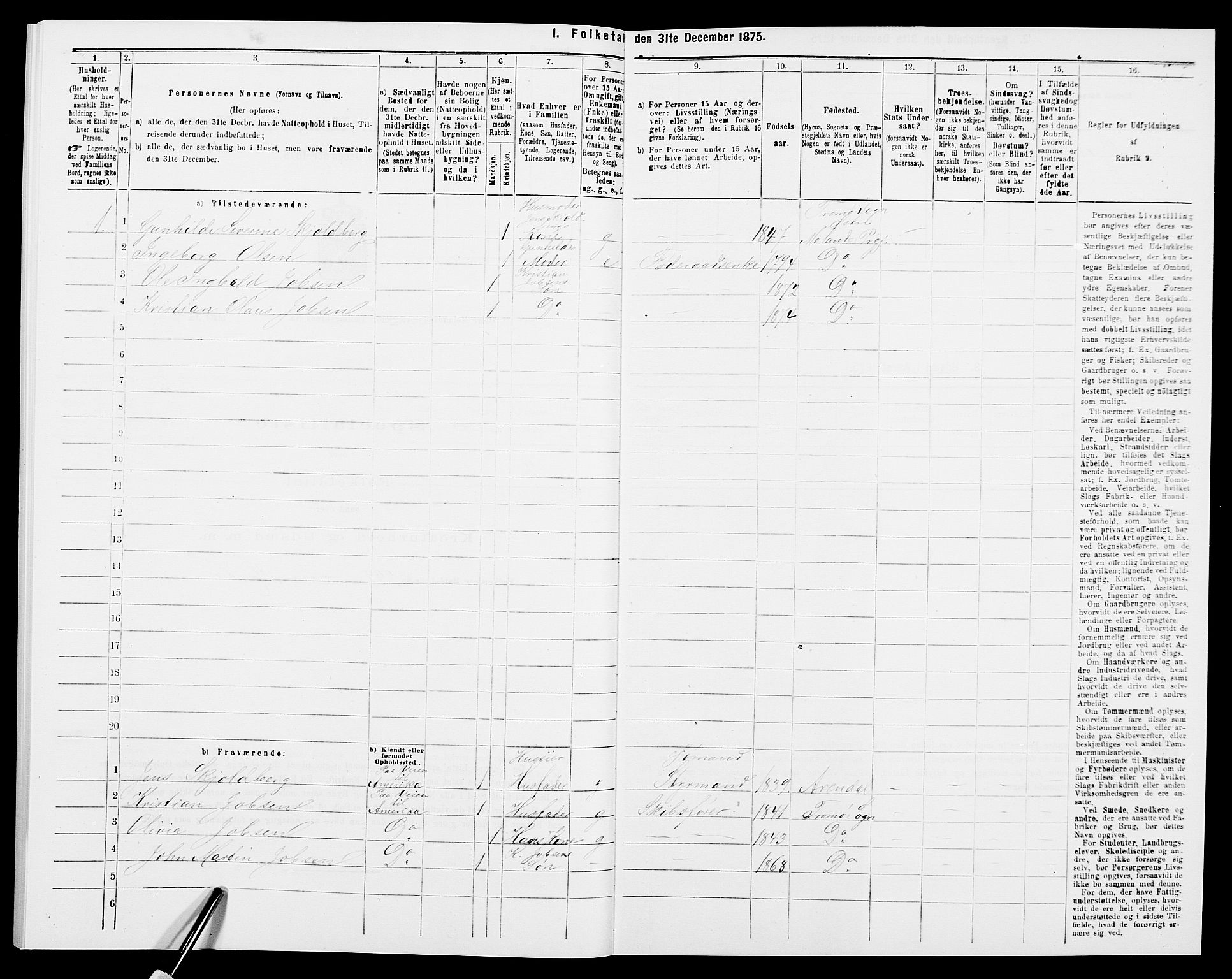 SAK, Folketelling 1875 for 0918P Austre Moland prestegjeld, 1875, s. 2314