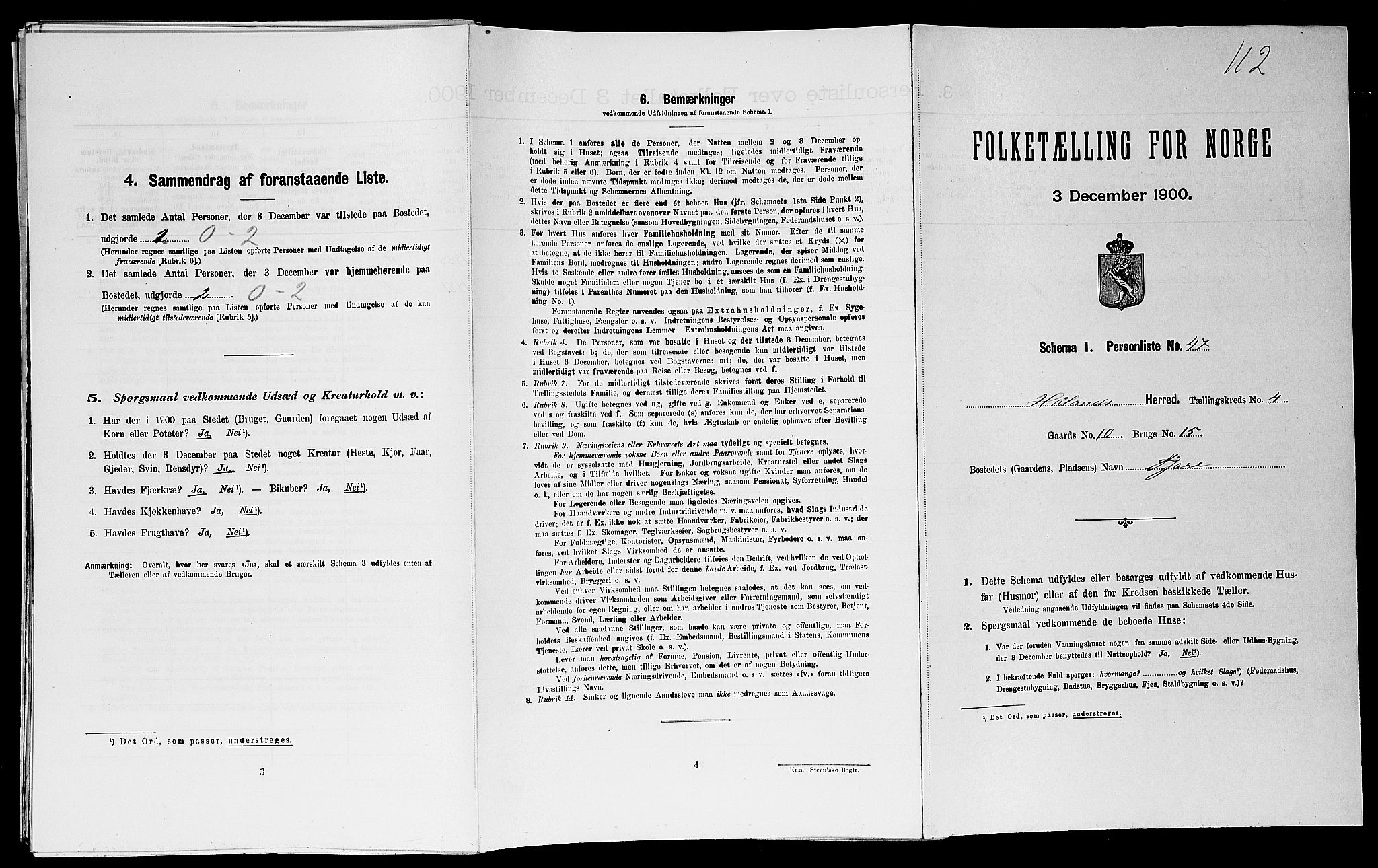 SAST, Folketelling 1900 for 1124 Haaland herred, 1900, s. 694