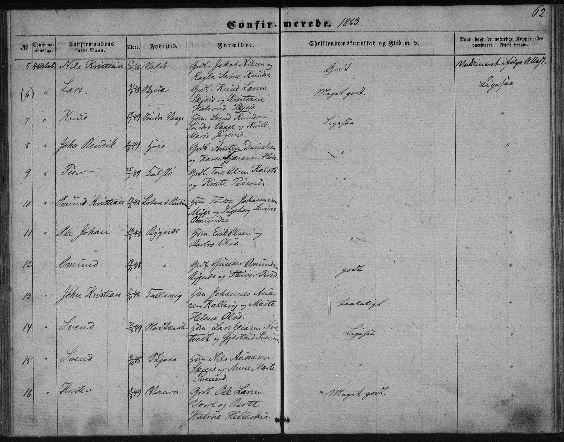 Avaldsnes sokneprestkontor, AV/SAST-A -101851/H/Ha/Haa/L0009: Ministerialbok nr. A 9, 1853-1865, s. 62