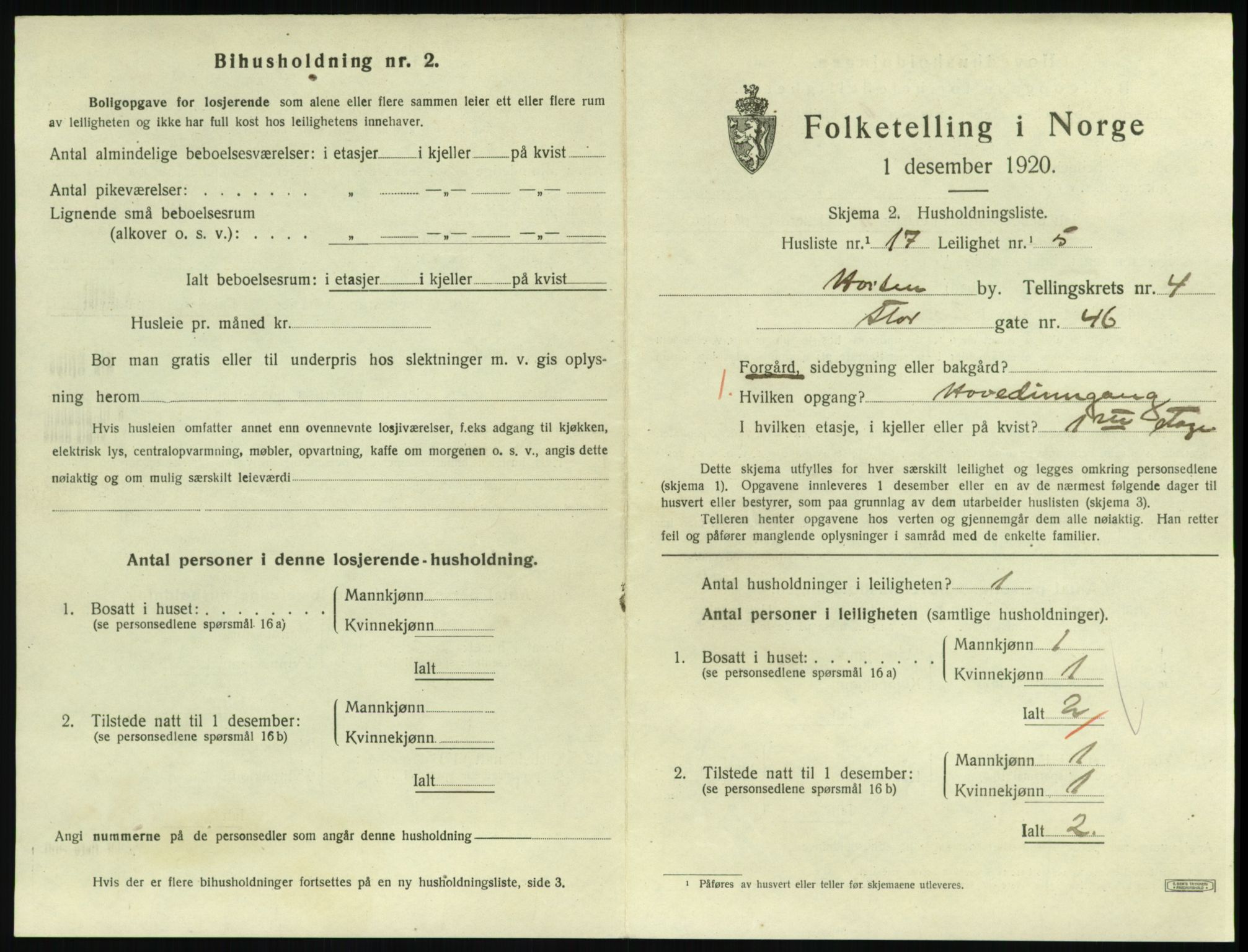 SAKO, Folketelling 1920 for 0703 Horten kjøpstad, 1920, s. 4867