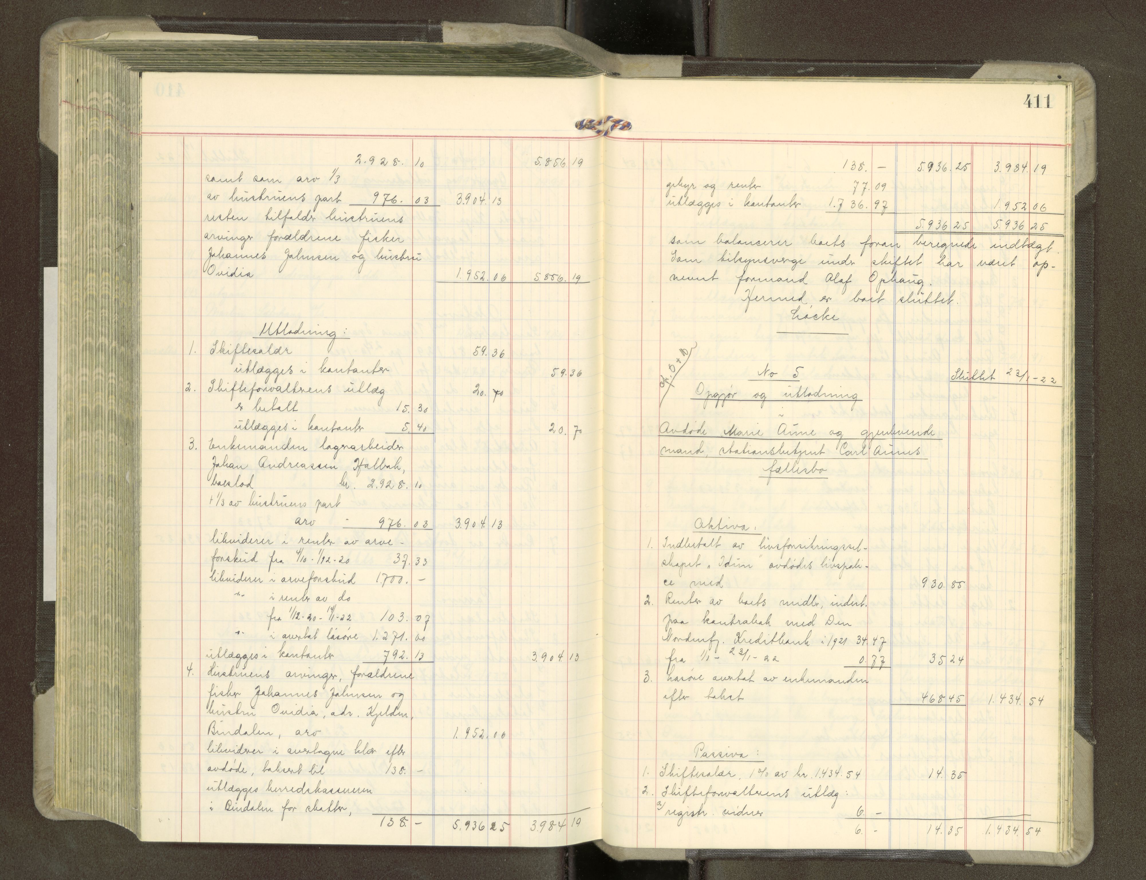 Trondheim byfogd, AV/SAT-A-0003/1/3/3A/L0043: Skifteutlodningsprotokoll - 15/7-4/3. (m/ register), 1918-1922, s. 411