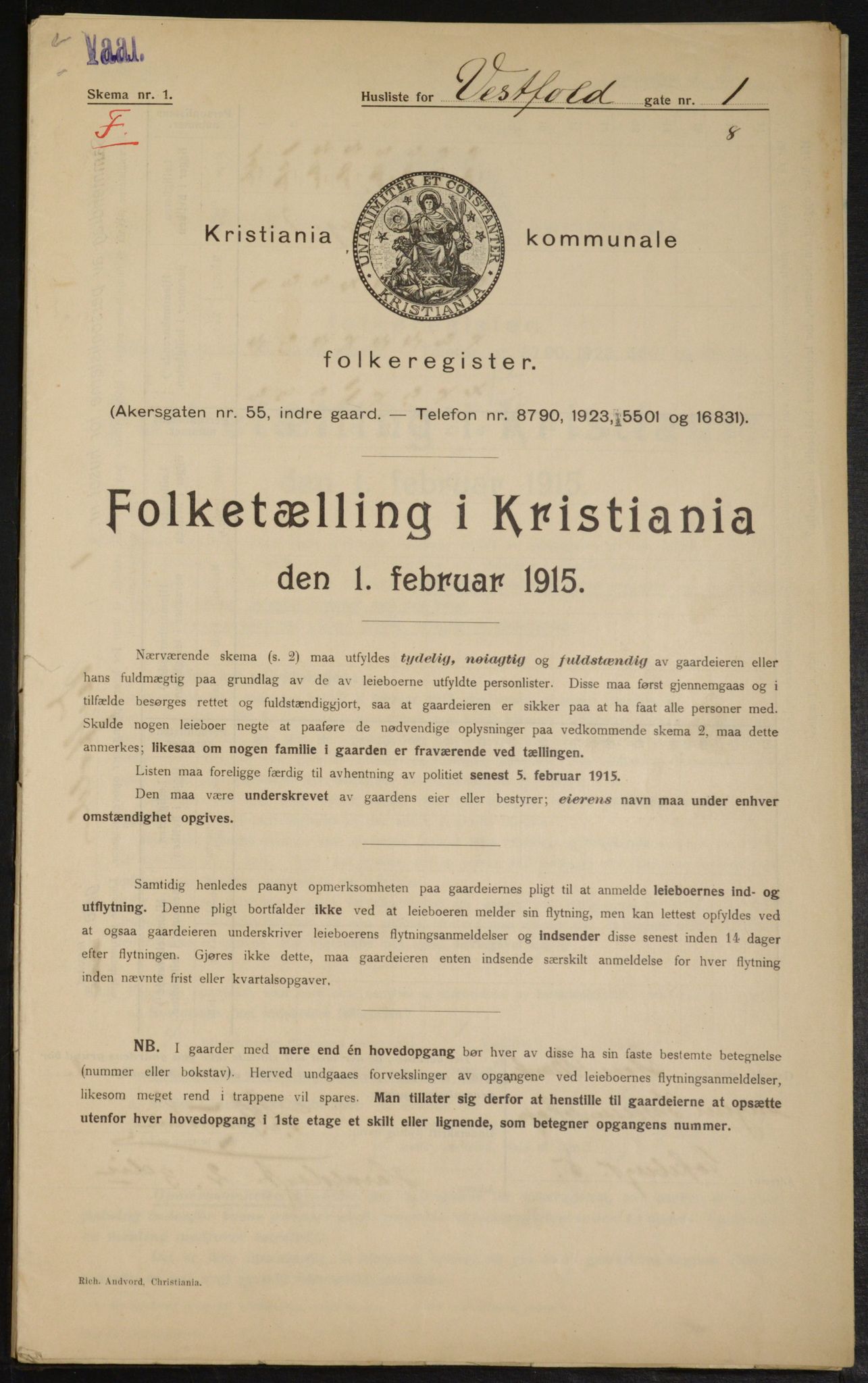 OBA, Kommunal folketelling 1.2.1915 for Kristiania, 1915, s. 122966