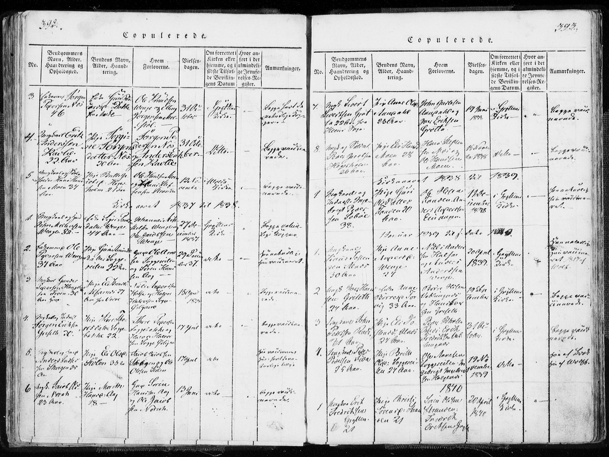 Ministerialprotokoller, klokkerbøker og fødselsregistre - Møre og Romsdal, SAT/A-1454/544/L0571: Ministerialbok nr. 544A04, 1818-1853, s. 392-393