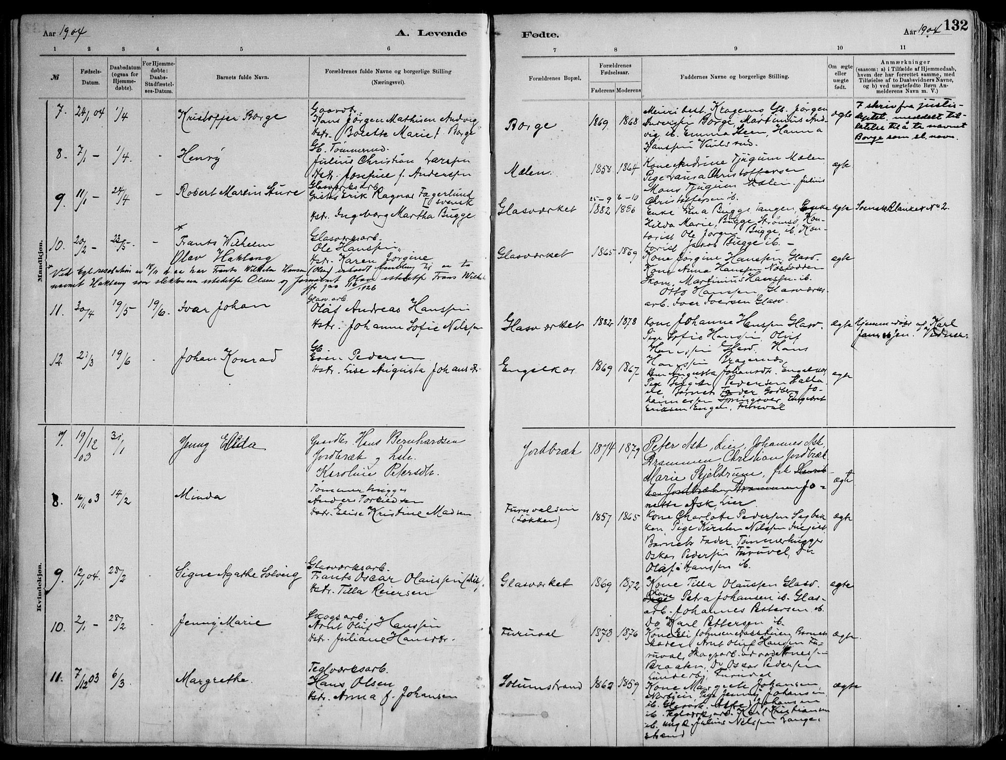 Skoger kirkebøker, AV/SAKO-A-59/F/Fa/L0006: Ministerialbok nr. I 6, 1885-1910, s. 132