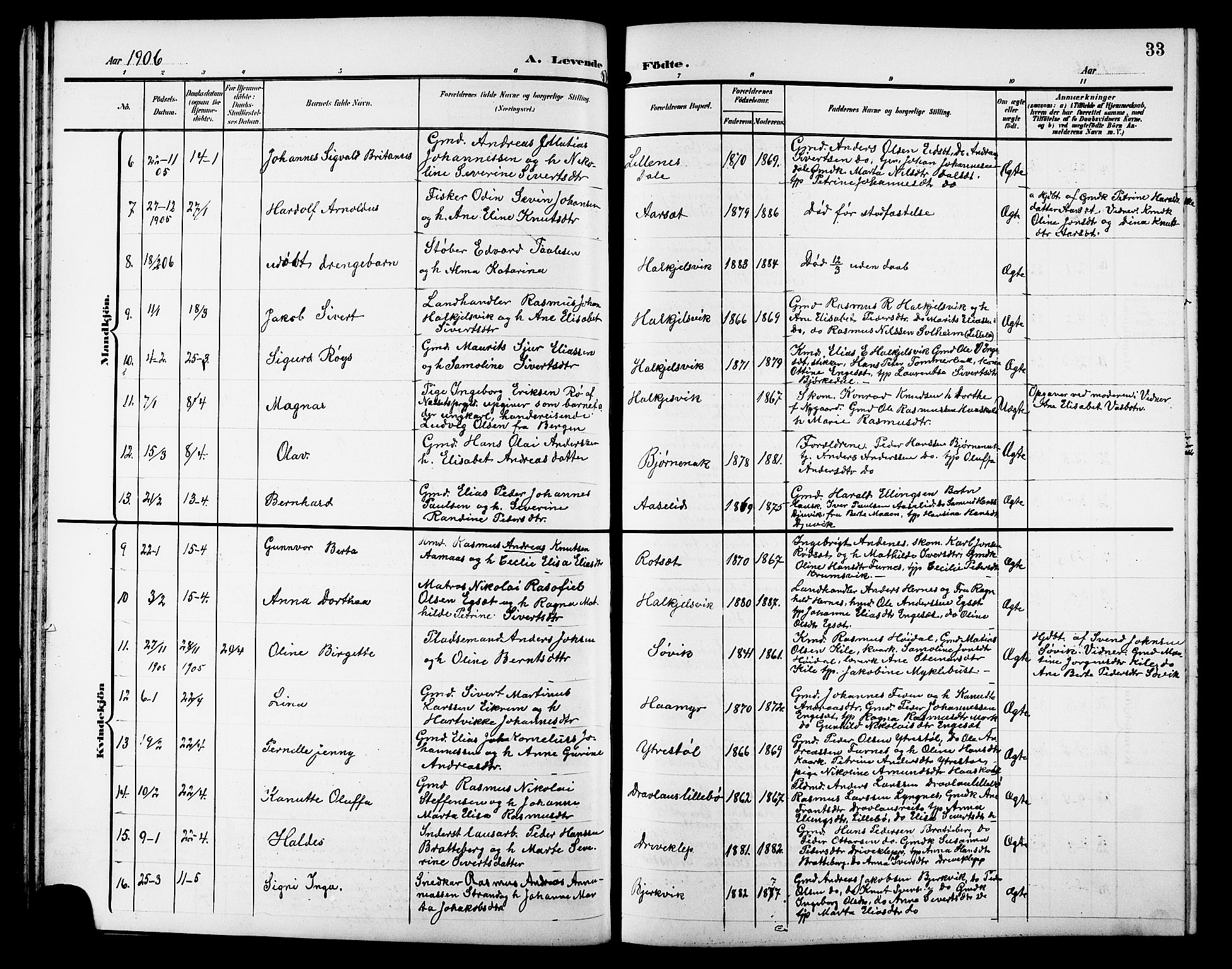 Ministerialprotokoller, klokkerbøker og fødselsregistre - Møre og Romsdal, AV/SAT-A-1454/511/L0159: Klokkerbok nr. 511C05, 1902-1920, s. 33