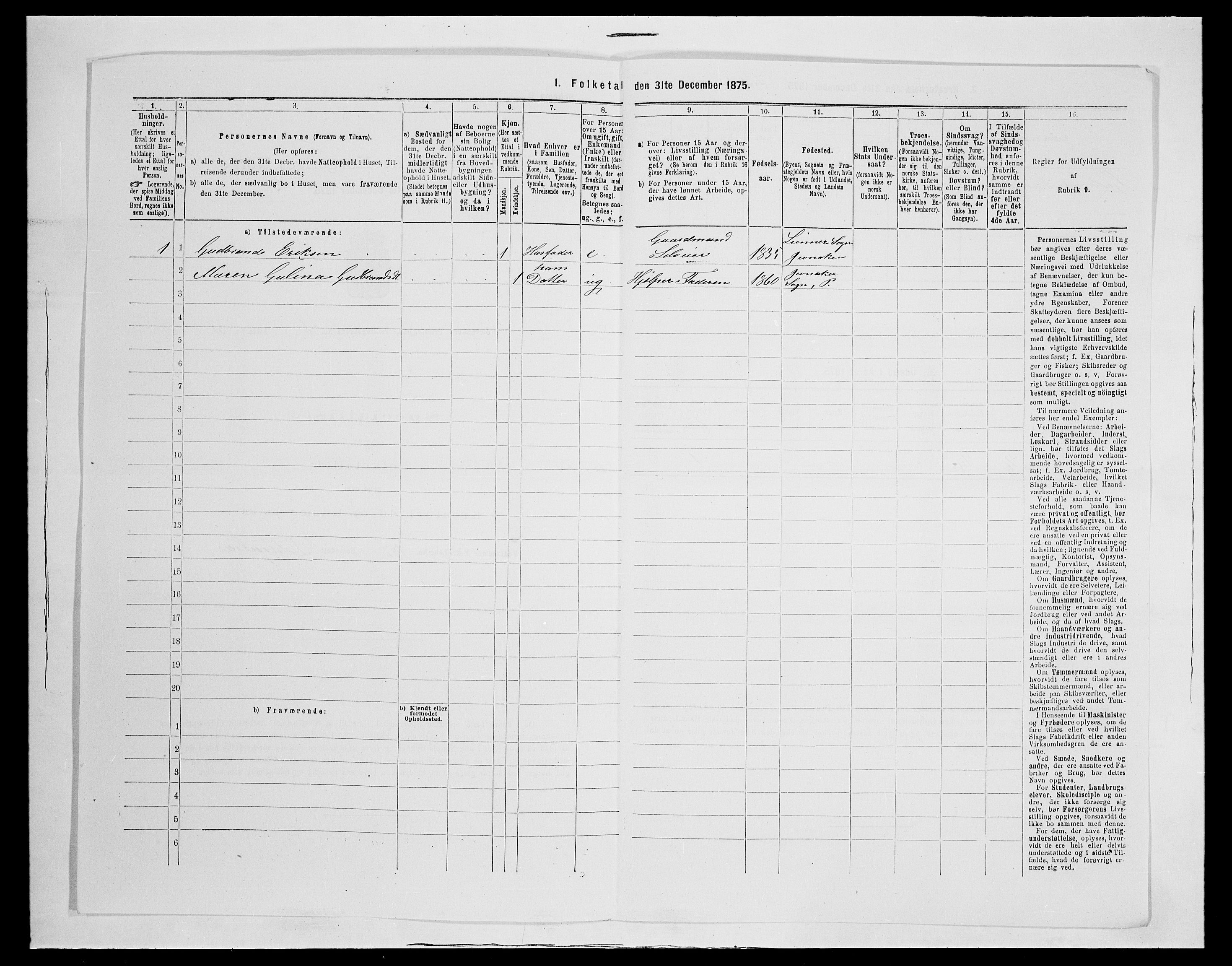SAH, Folketelling 1875 for 0532P Jevnaker prestegjeld, 1875, s. 1127