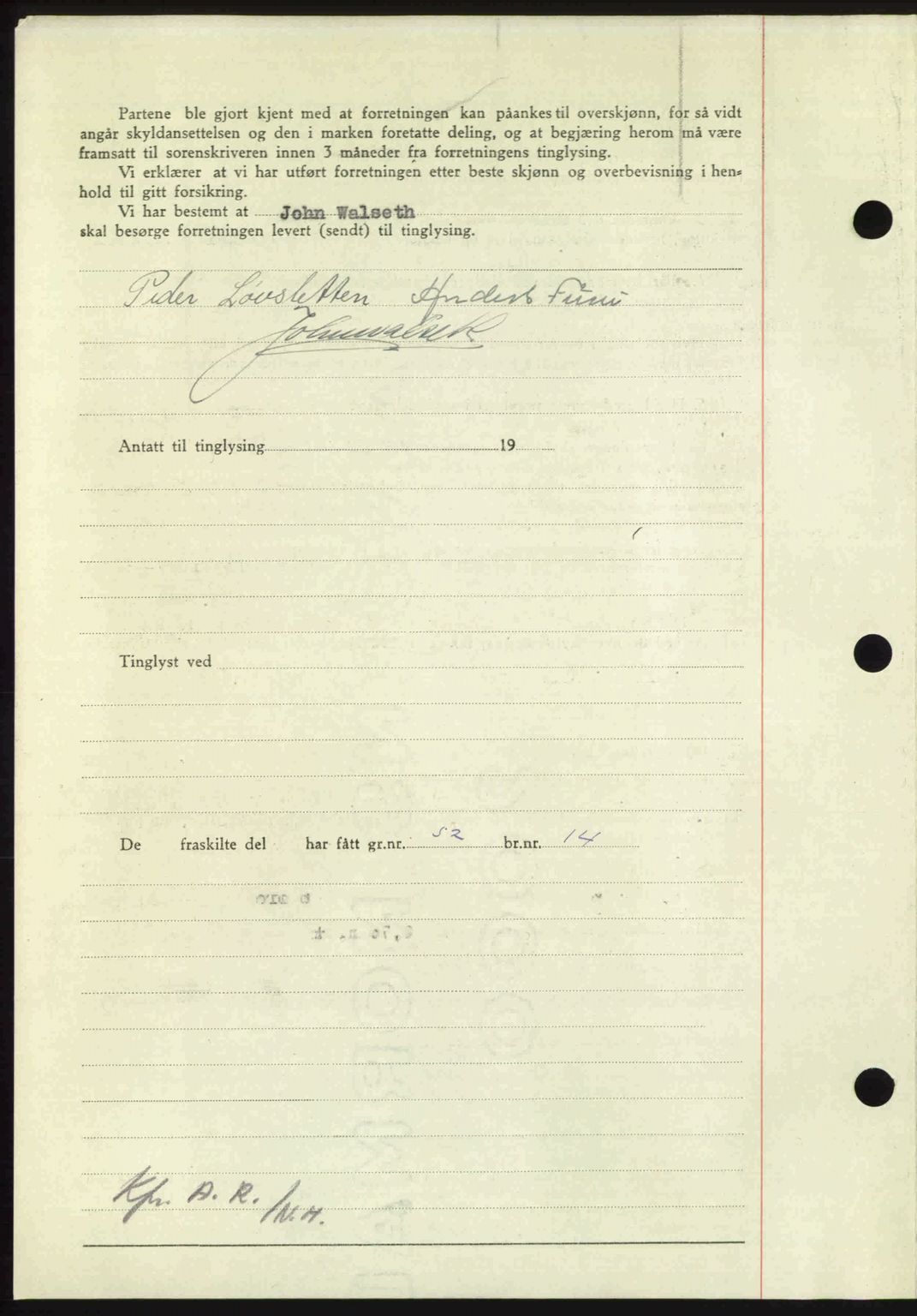 Nordmøre sorenskriveri, AV/SAT-A-4132/1/2/2Ca: Pantebok nr. A104, 1947-1947, Dagboknr: 998/1947