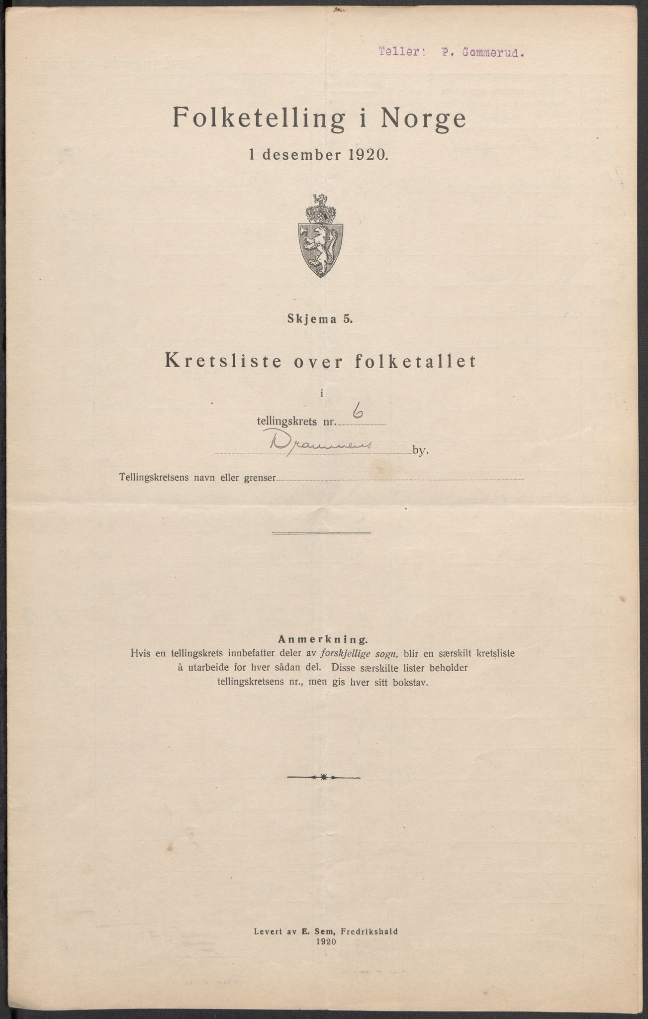 SAKO, Folketelling 1920 for 0602 Drammen kjøpstad, 1920, s. 46