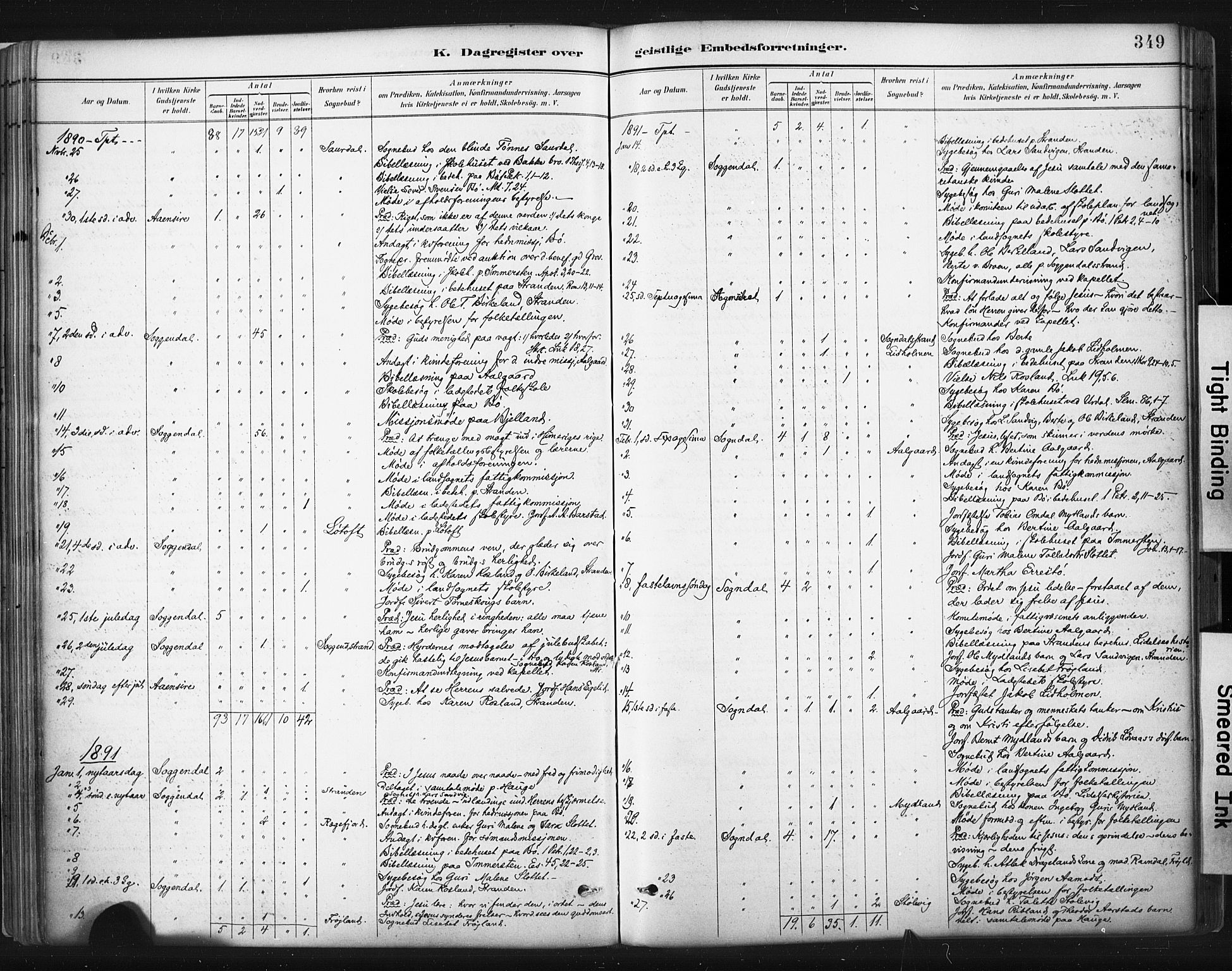 Sokndal sokneprestkontor, SAST/A-101808: Ministerialbok nr. A 11.2, 1887-1905, s. 349