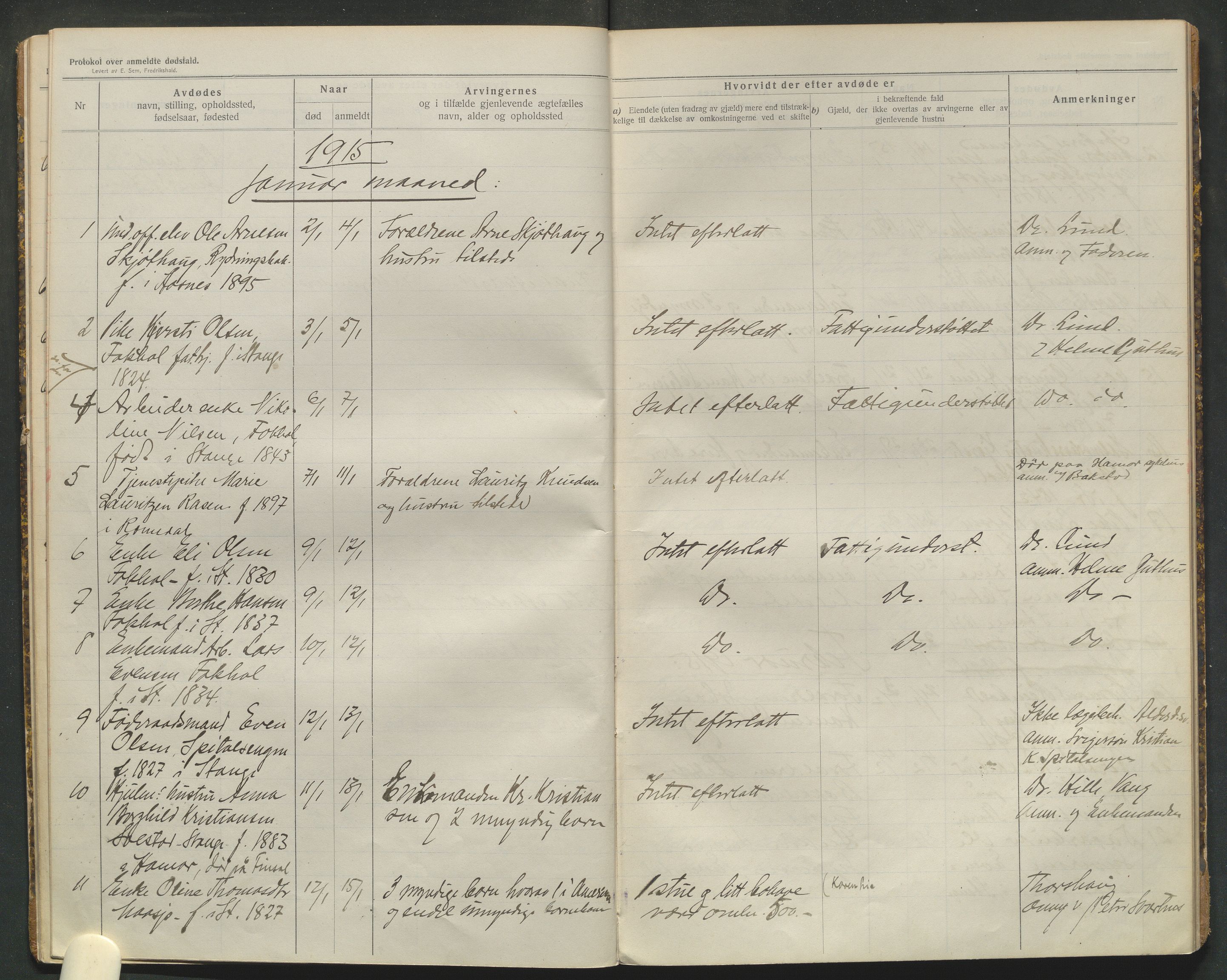 Stange lensmannskontor, AV/SAH-LHS-020/H/Ha/Haa/L0001/0002: Dødsfallsprotokoller / Dødsfallsprotokoll, 1914-1918