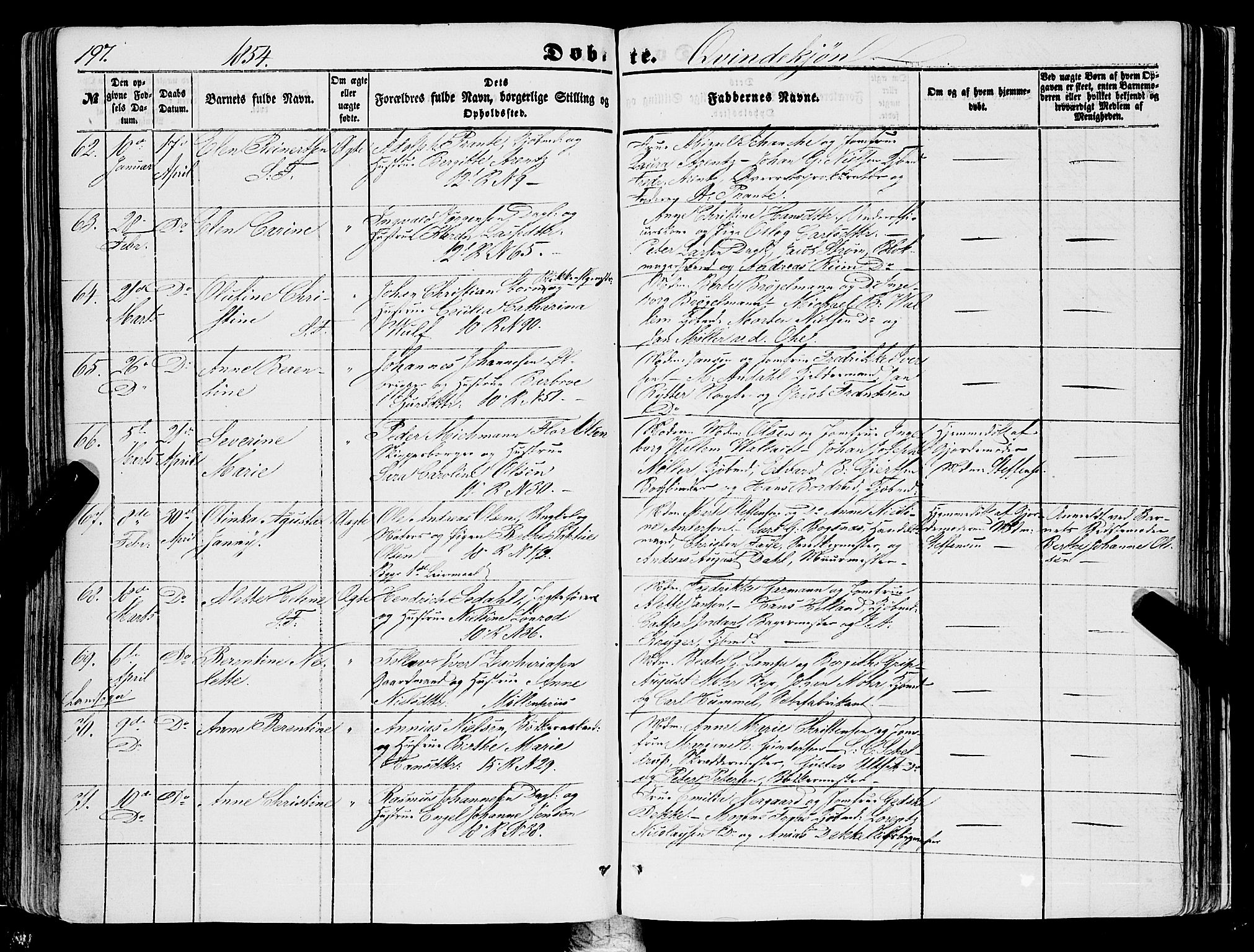 Domkirken sokneprestembete, AV/SAB-A-74801/H/Haa/L0020: Ministerialbok nr. B 3, 1851-1859, s. 197