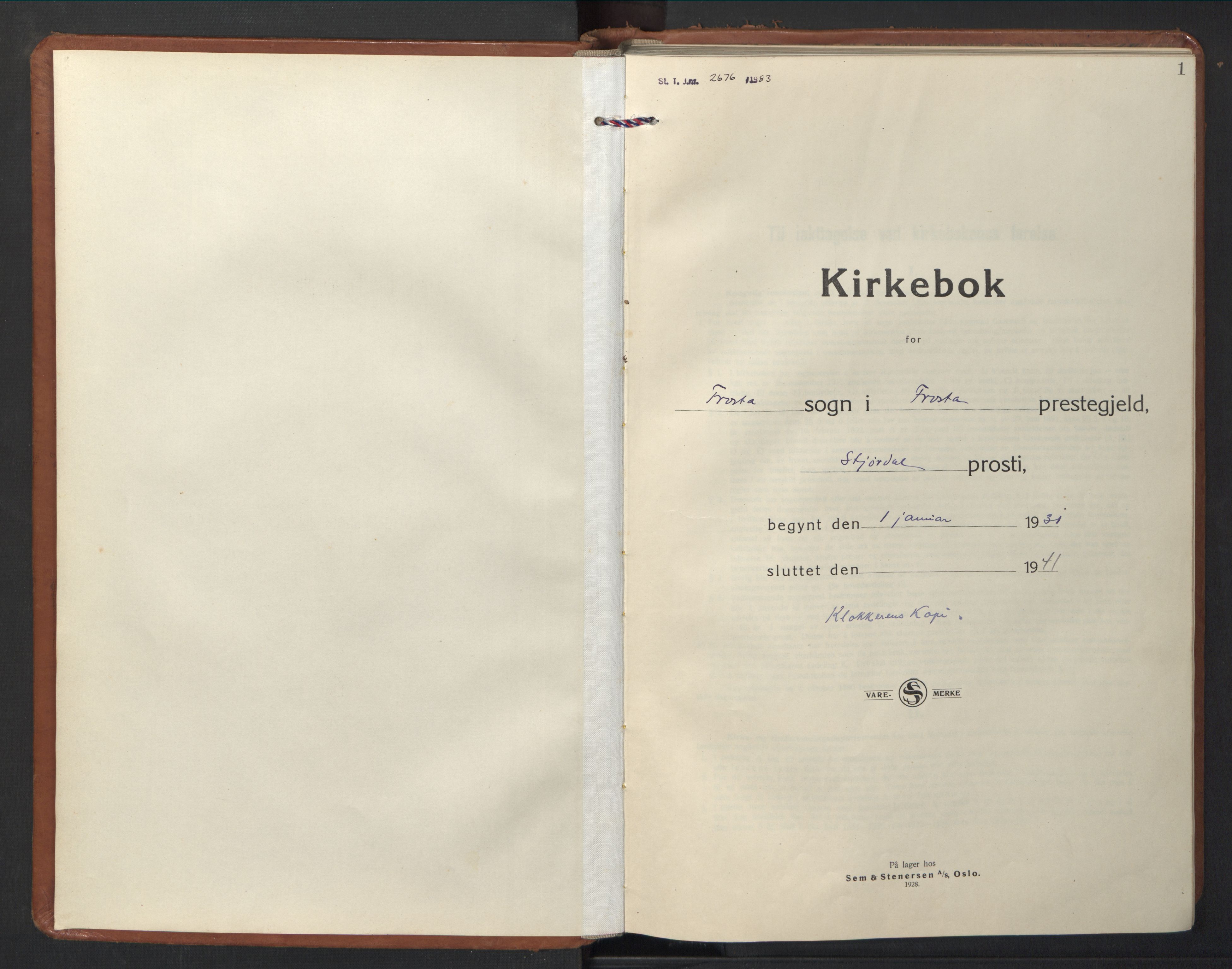 Ministerialprotokoller, klokkerbøker og fødselsregistre - Nord-Trøndelag, AV/SAT-A-1458/713/L0125: Klokkerbok nr. 713C02, 1931-1941, s. 1