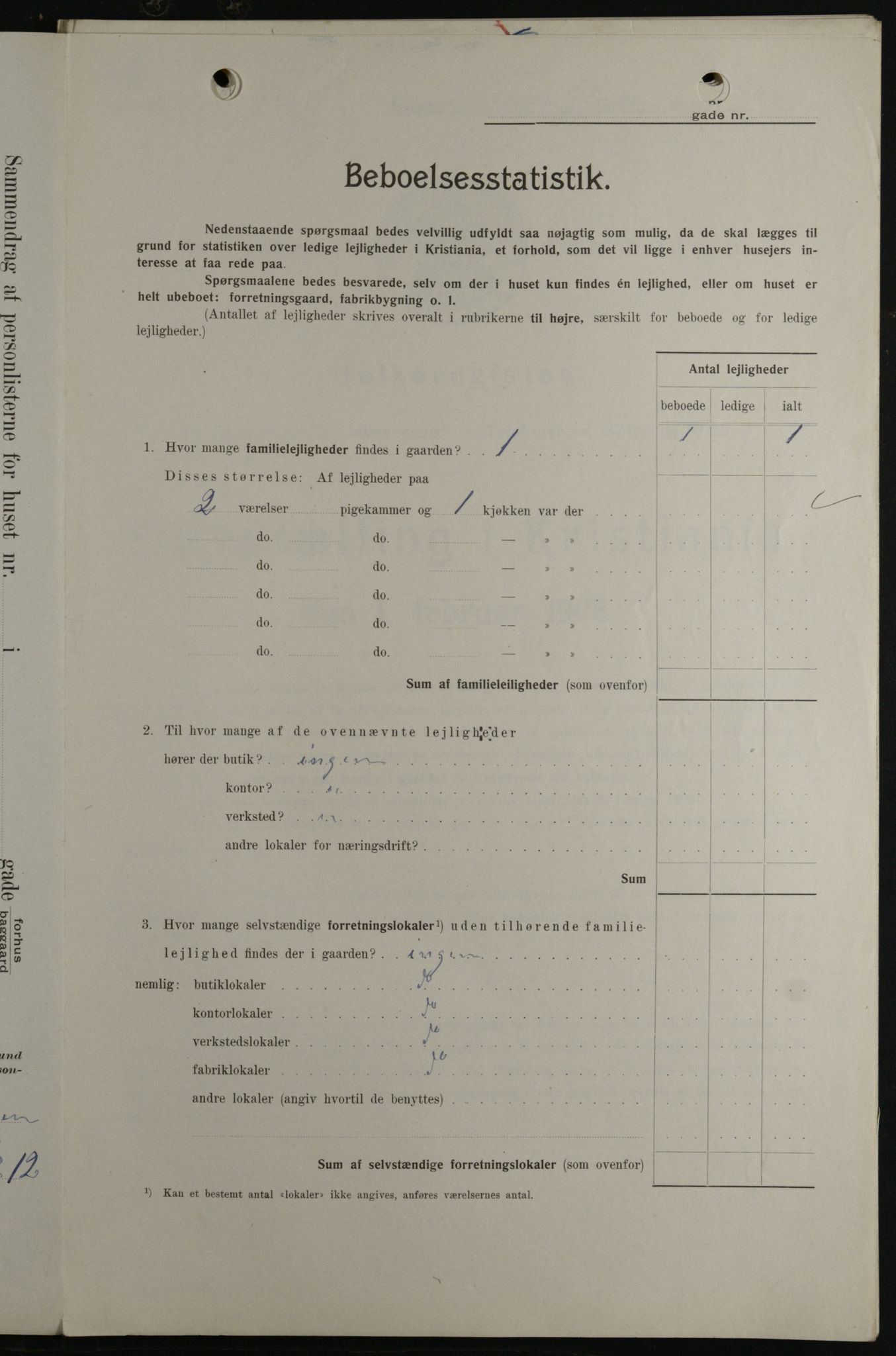 OBA, Kommunal folketelling 1.2.1908 for Kristiania kjøpstad, 1908, s. 23993