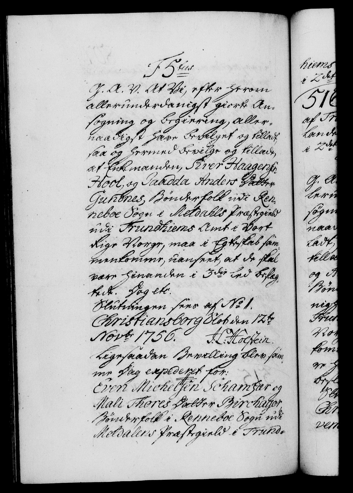 Danske Kanselli 1572-1799, RA/EA-3023/F/Fc/Fca/Fcaa/L0039: Norske registre, 1755-1756, s. 807b