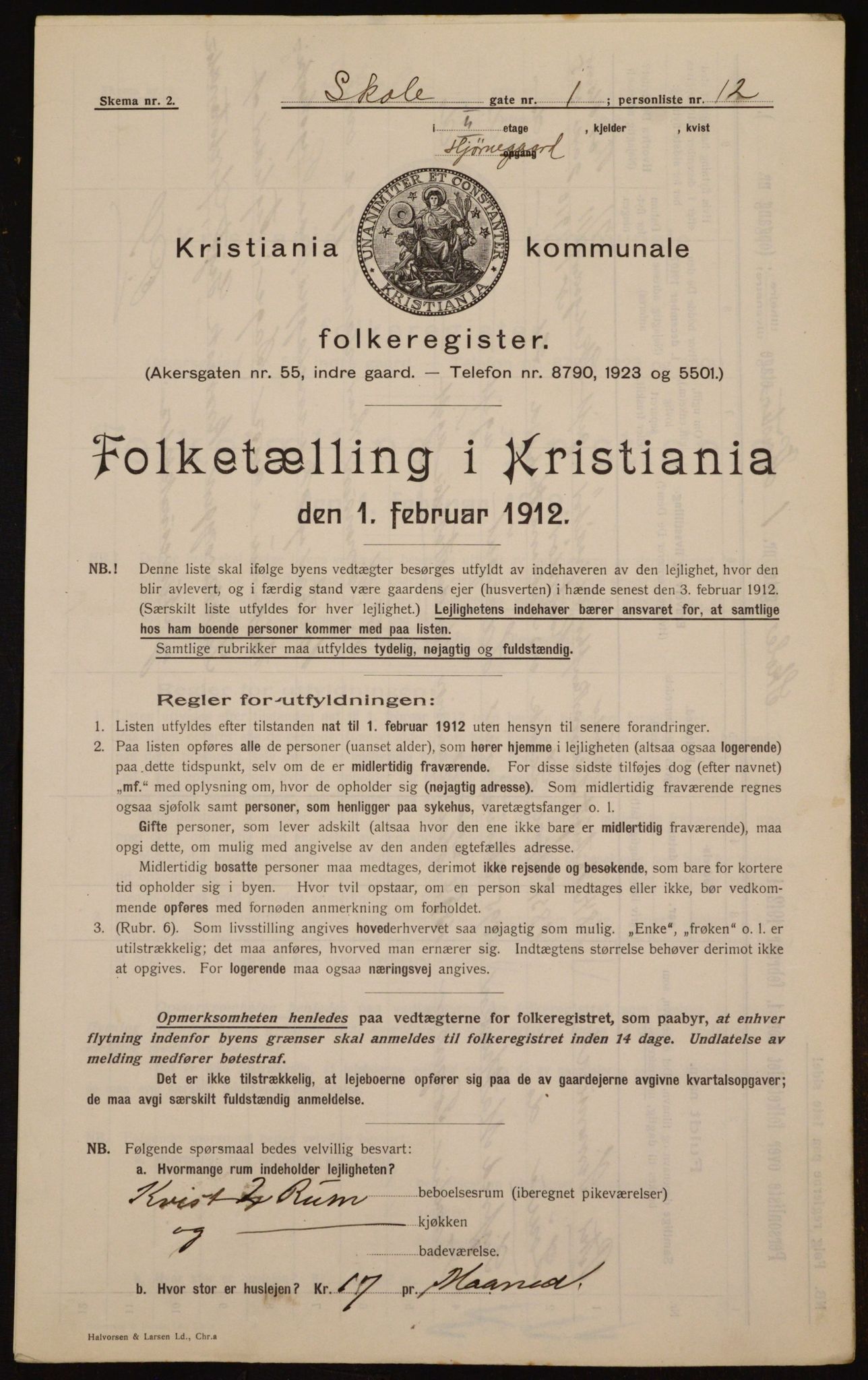 OBA, Kommunal folketelling 1.2.1912 for Kristiania, 1912, s. 96482