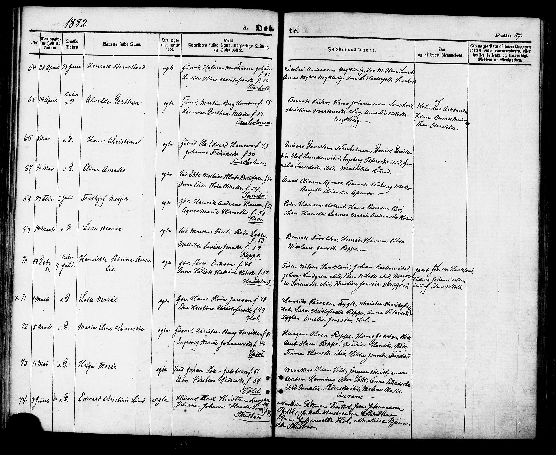 Ministerialprotokoller, klokkerbøker og fødselsregistre - Nordland, AV/SAT-A-1459/881/L1166: Klokkerbok nr. 881C03, 1876-1885, s. 87