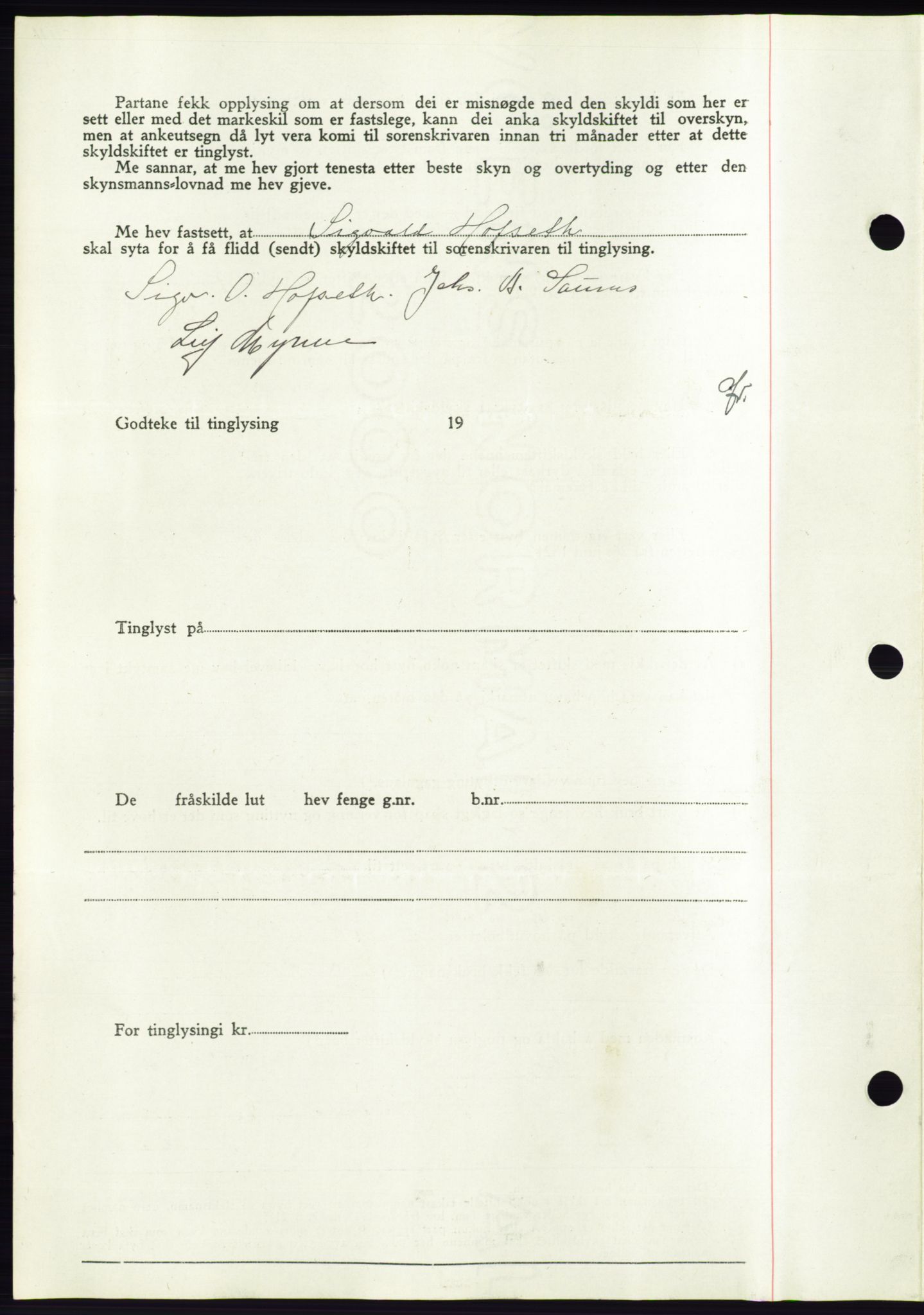 Søre Sunnmøre sorenskriveri, AV/SAT-A-4122/1/2/2C/L0071: Pantebok nr. 65, 1941-1941, Dagboknr: 1110/1941