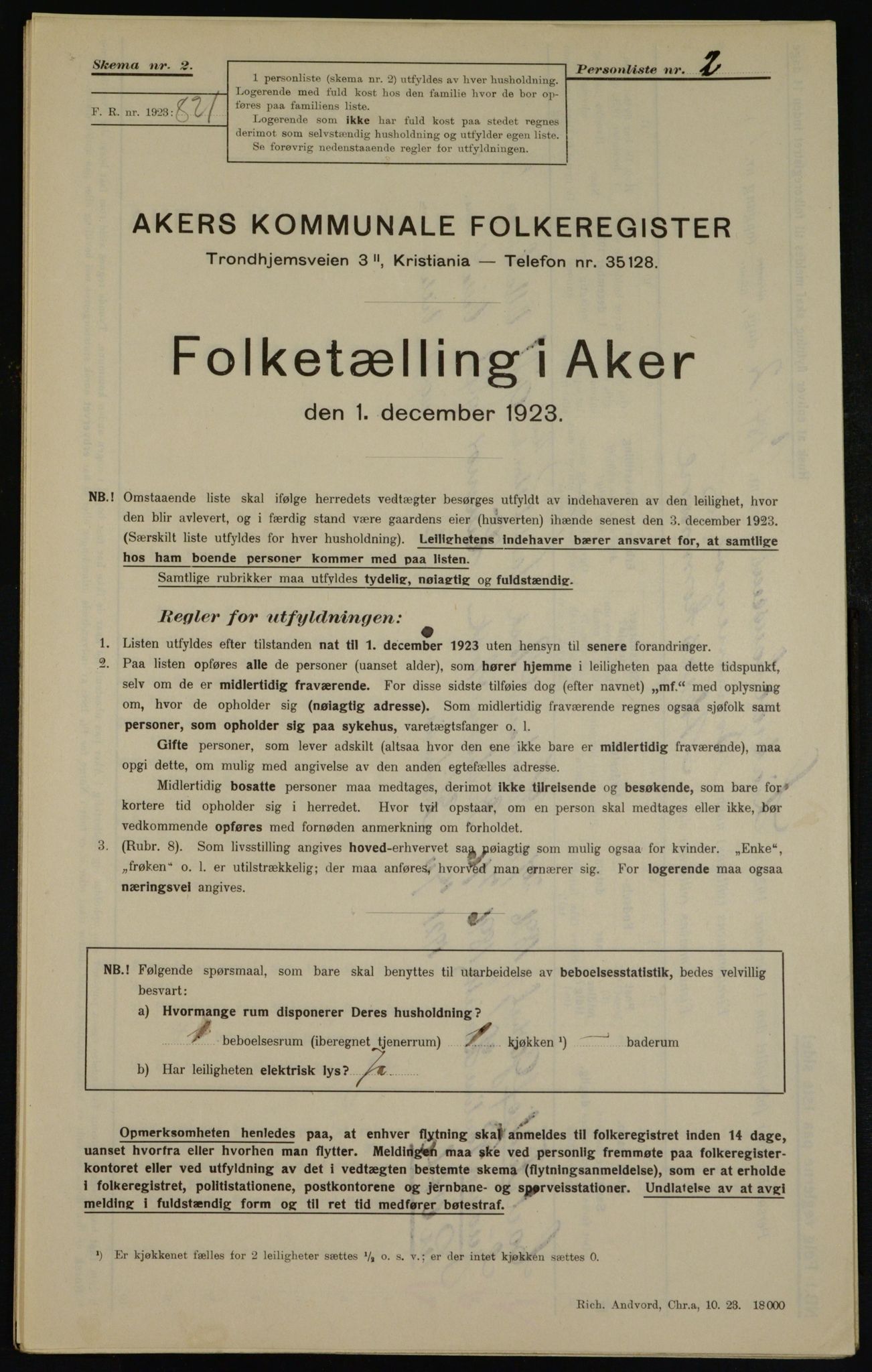 , Kommunal folketelling 1.12.1923 for Aker, 1923, s. 41672