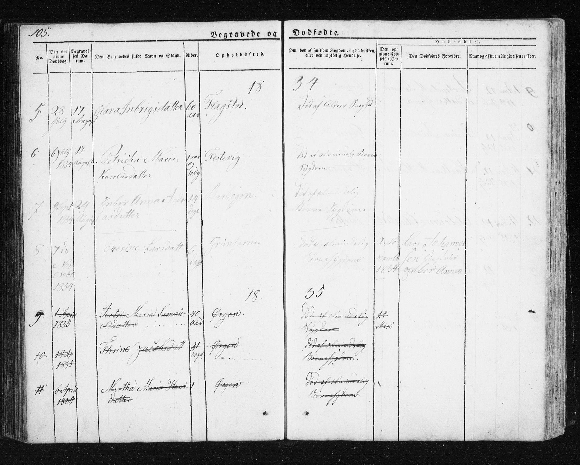 Berg sokneprestkontor, SATØ/S-1318/G/Ga/Gab/L0011klokker: Klokkerbok nr. 11, 1833-1878, s. 105