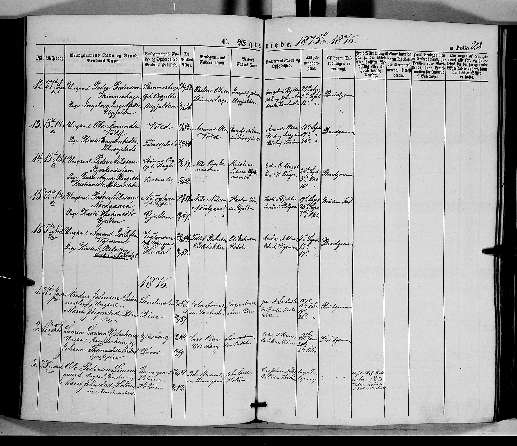 Tolga prestekontor, AV/SAH-PREST-062/K/L0006: Ministerialbok nr. 6, 1852-1876, s. 258