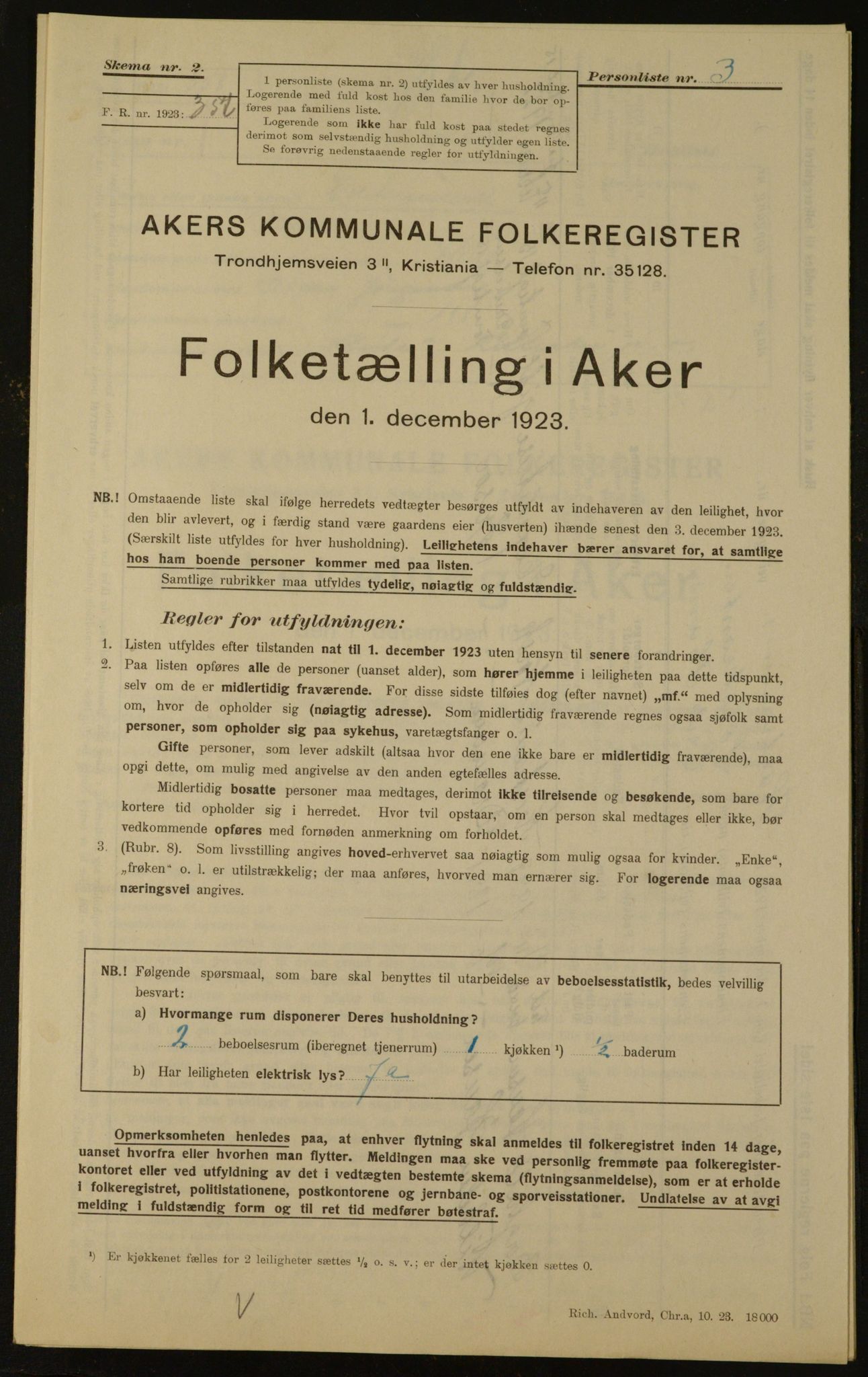 , Kommunal folketelling 1.12.1923 for Aker, 1923, s. 2275