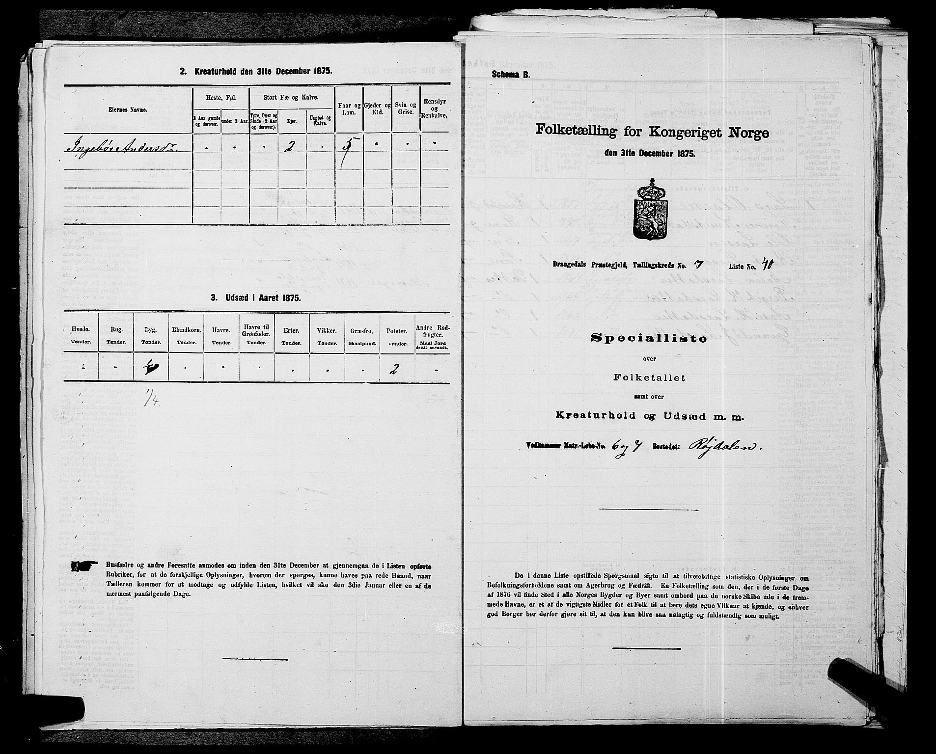 SAKO, Folketelling 1875 for 0817P Drangedal prestegjeld, 1875, s. 750