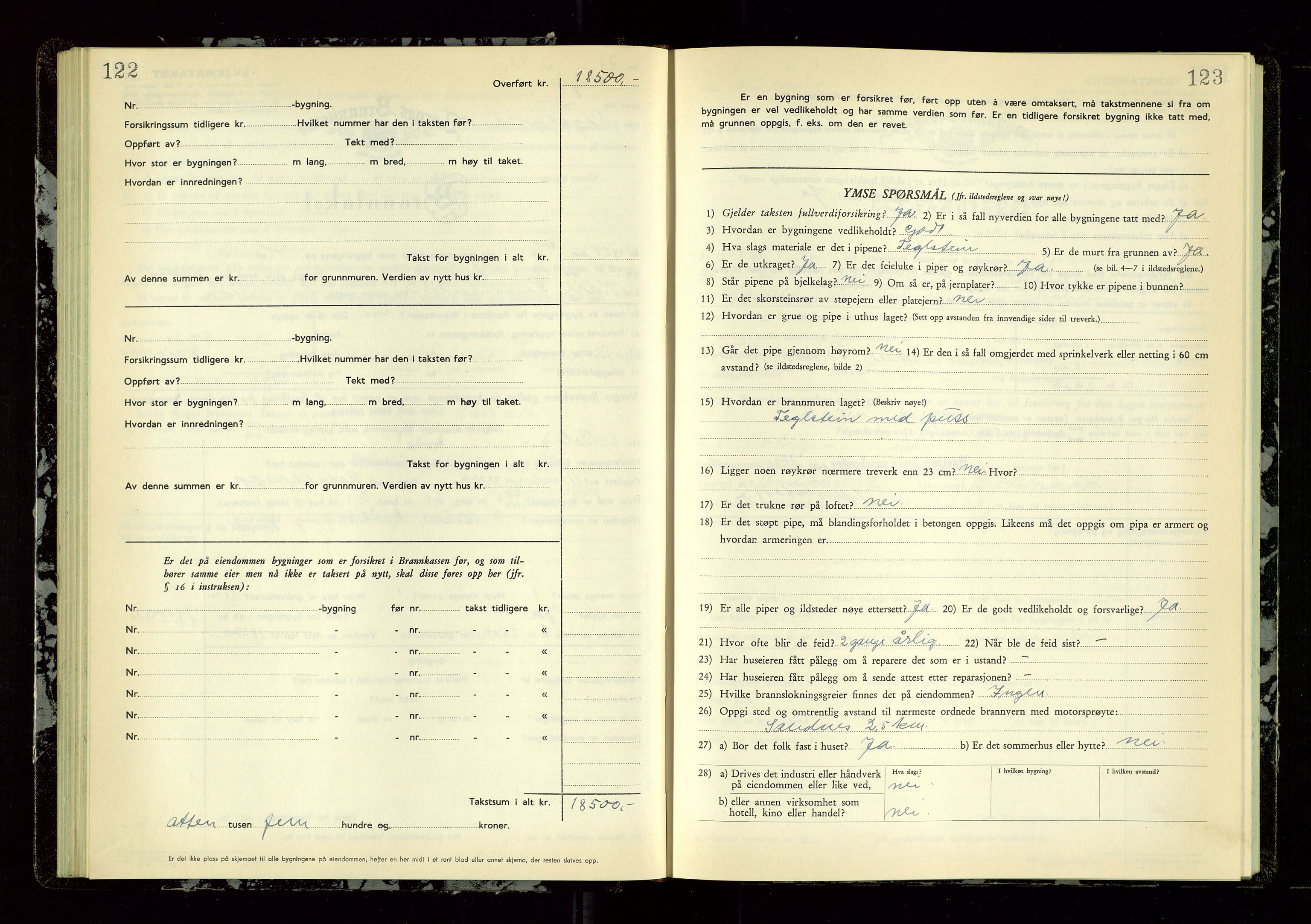 Høyland/Sandnes lensmannskontor, SAST/A-100166/Gob/L0009: "Branntakstprotokoll", 1952-1955, s. 122-123