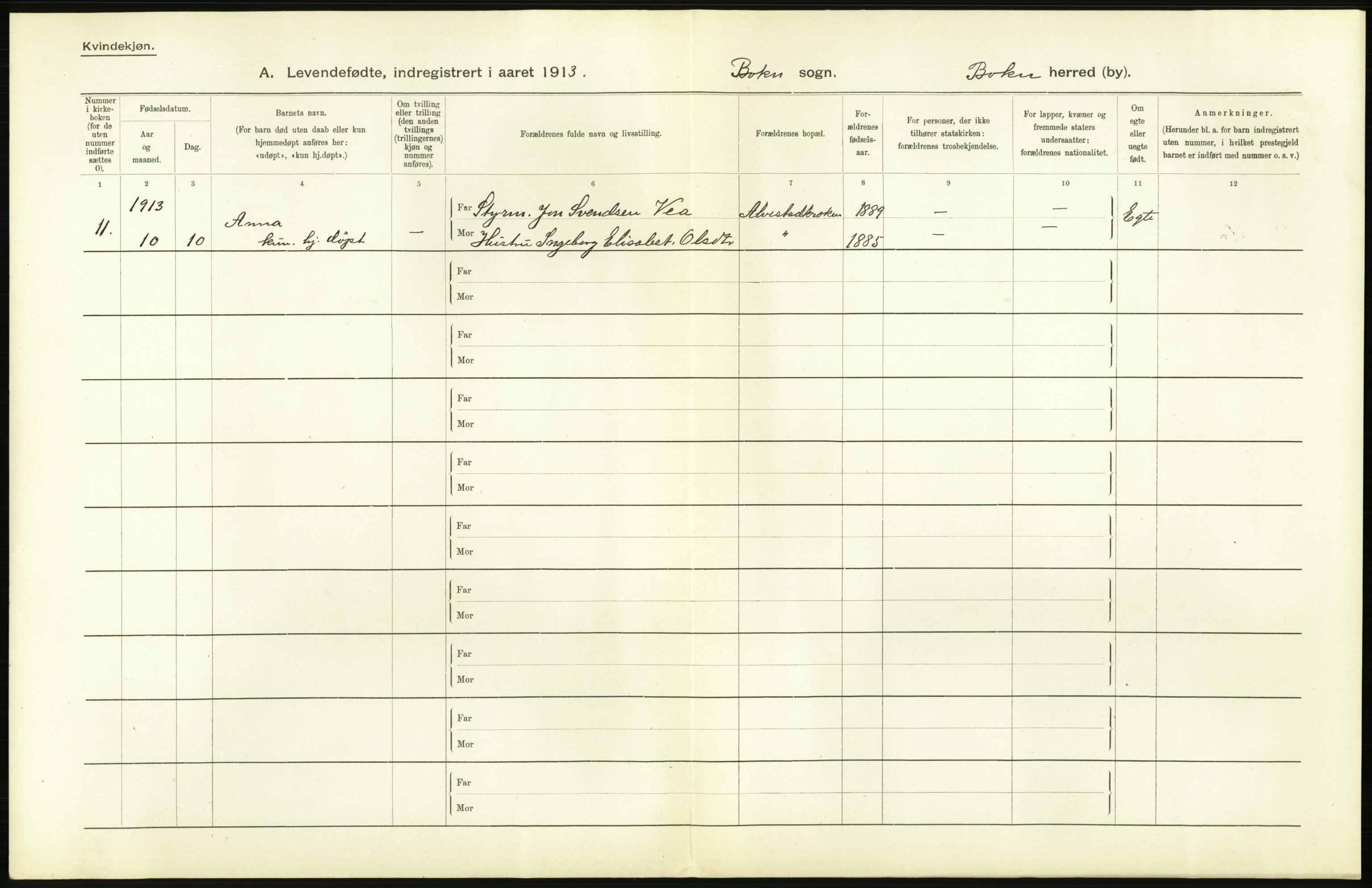 Statistisk sentralbyrå, Sosiodemografiske emner, Befolkning, AV/RA-S-2228/D/Df/Dfb/Dfbc/L0025: Stavanger amt: Levendefødte menn og kvinner. Bygder., 1913, s. 68