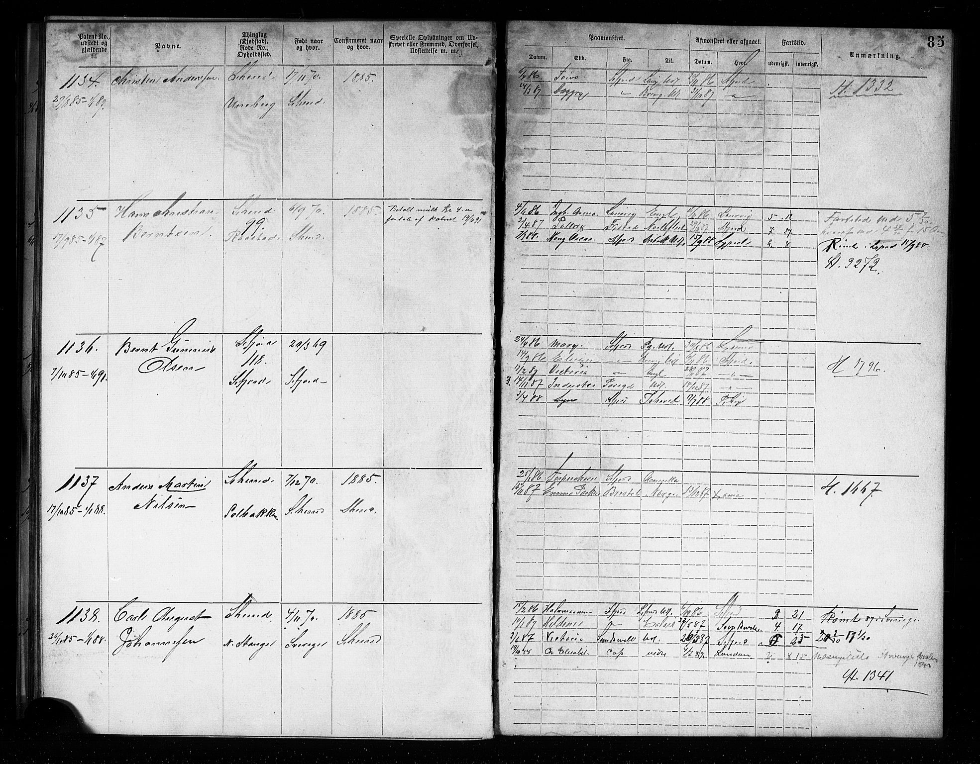 Sandefjord innrulleringskontor, AV/SAKO-A-788/F/Fa/L0004: Annotasjonsrulle, 1879-1889, s. 88