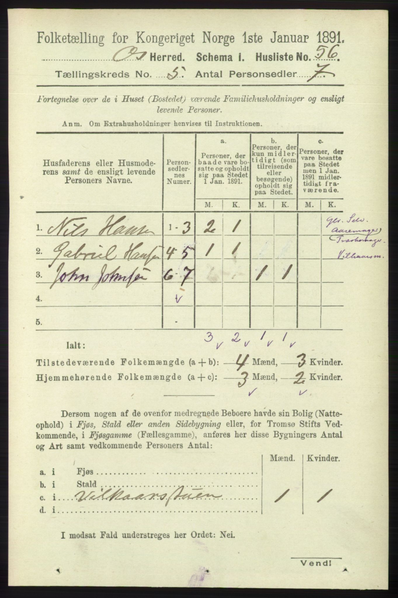 RA, Folketelling 1891 for 1243 Os herred, 1891, s. 1224