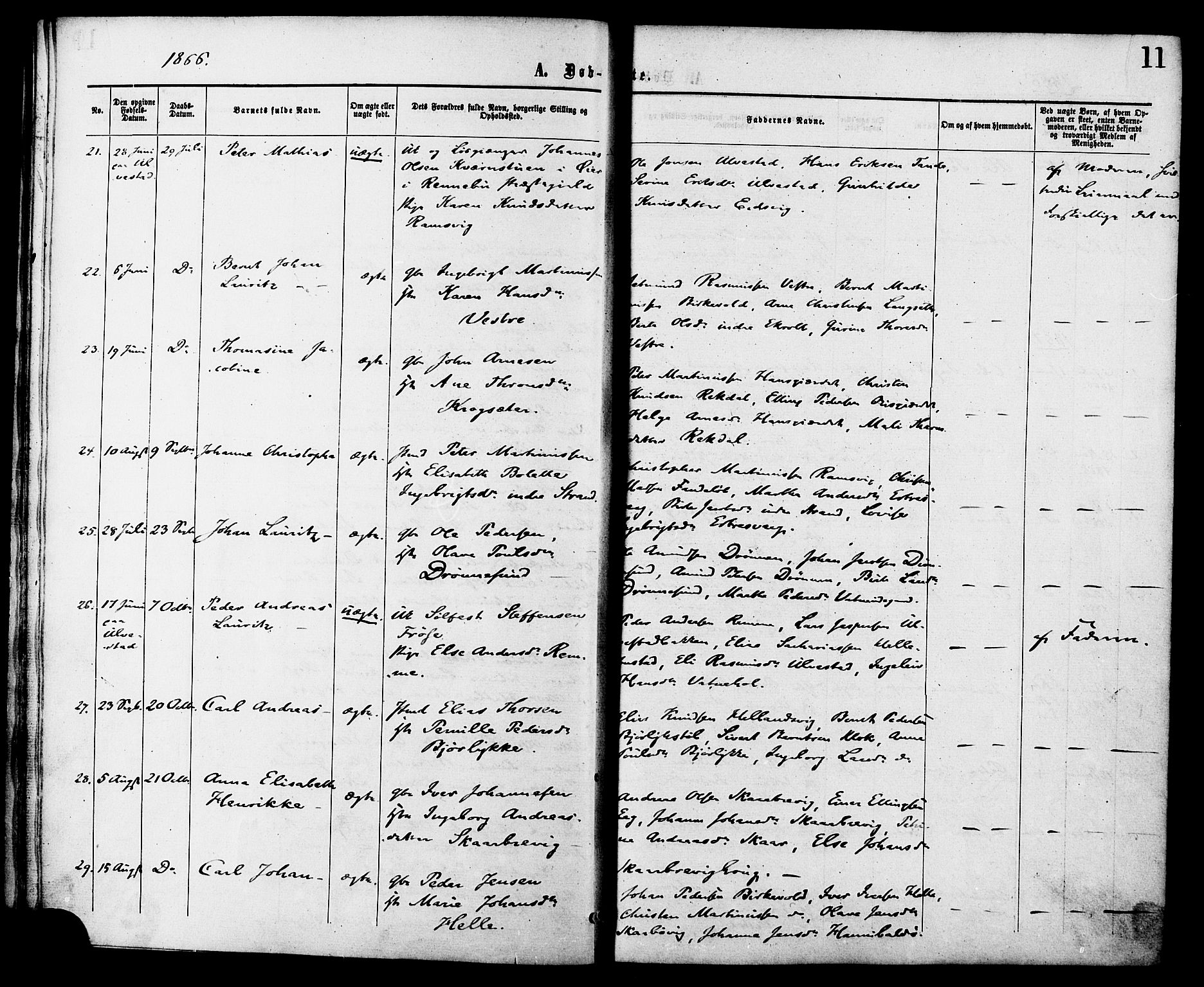 Ministerialprotokoller, klokkerbøker og fødselsregistre - Møre og Romsdal, AV/SAT-A-1454/525/L0373: Ministerialbok nr. 525A03, 1864-1879, s. 11