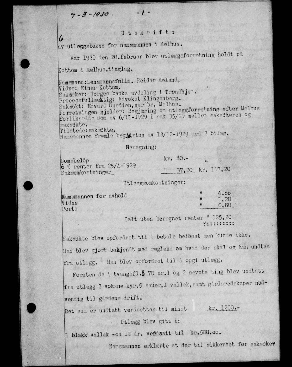 Gauldal sorenskriveri, SAT/A-0014/1/2/2C/L0039: Pantebok nr. 40, 1930-1930, Tingl.dato: 07.03.1930