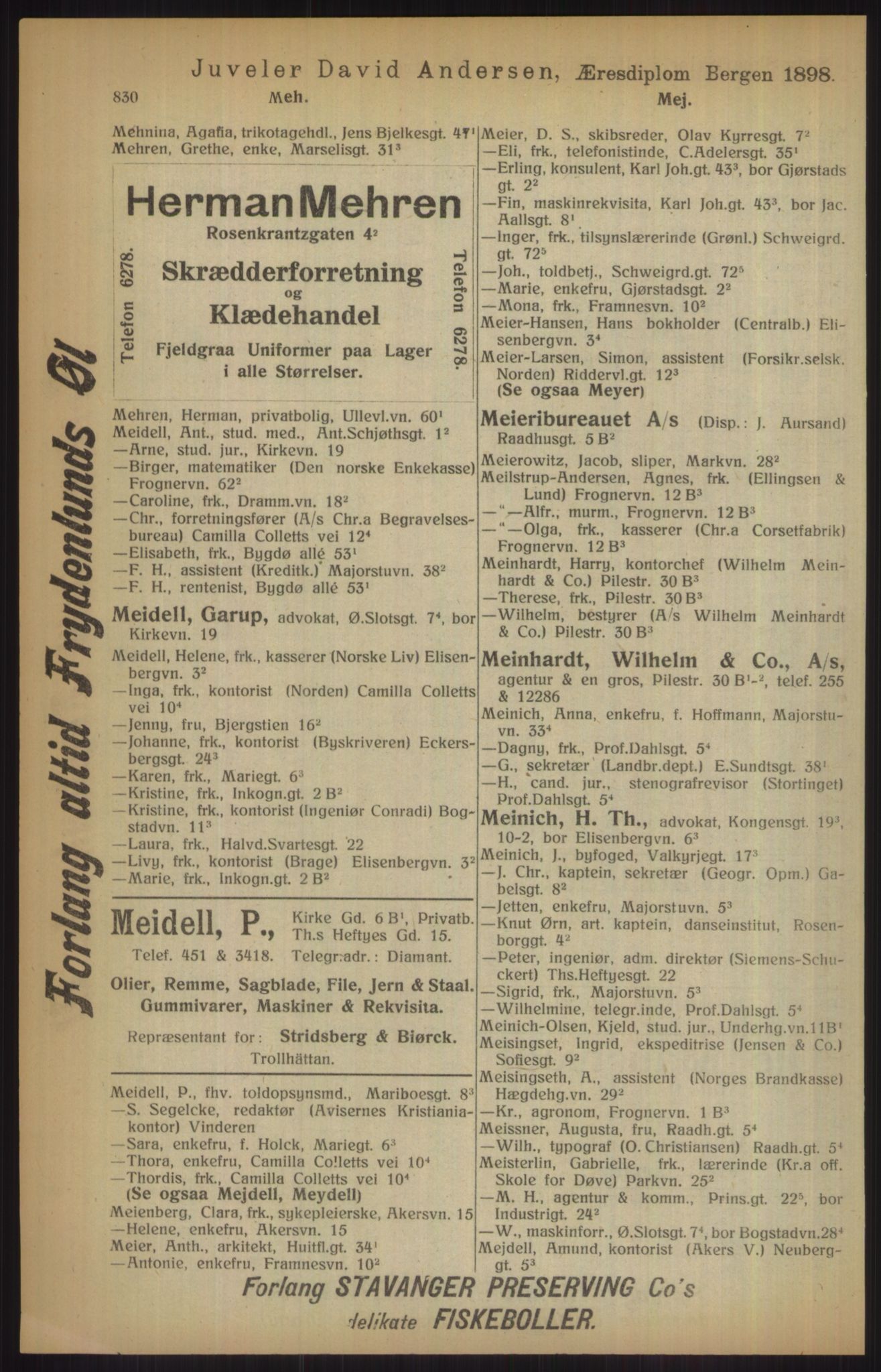 Kristiania/Oslo adressebok, PUBL/-, 1915, s. 830