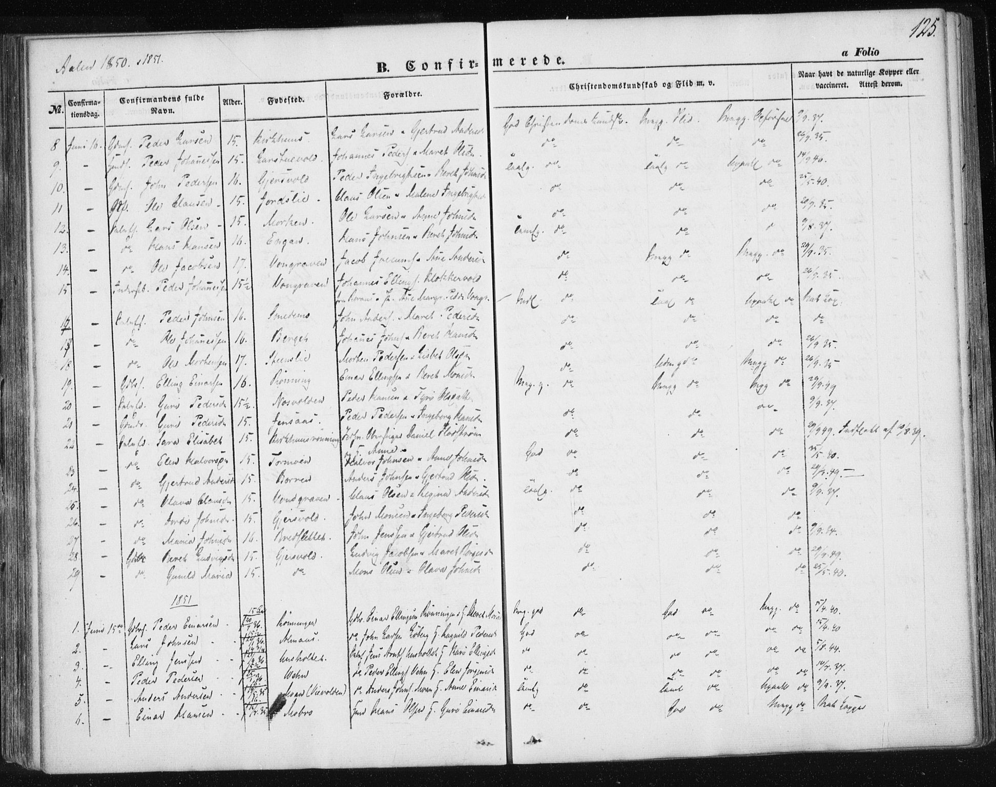 Ministerialprotokoller, klokkerbøker og fødselsregistre - Sør-Trøndelag, AV/SAT-A-1456/685/L0965: Ministerialbok nr. 685A06 /3, 1846-1859, s. 125