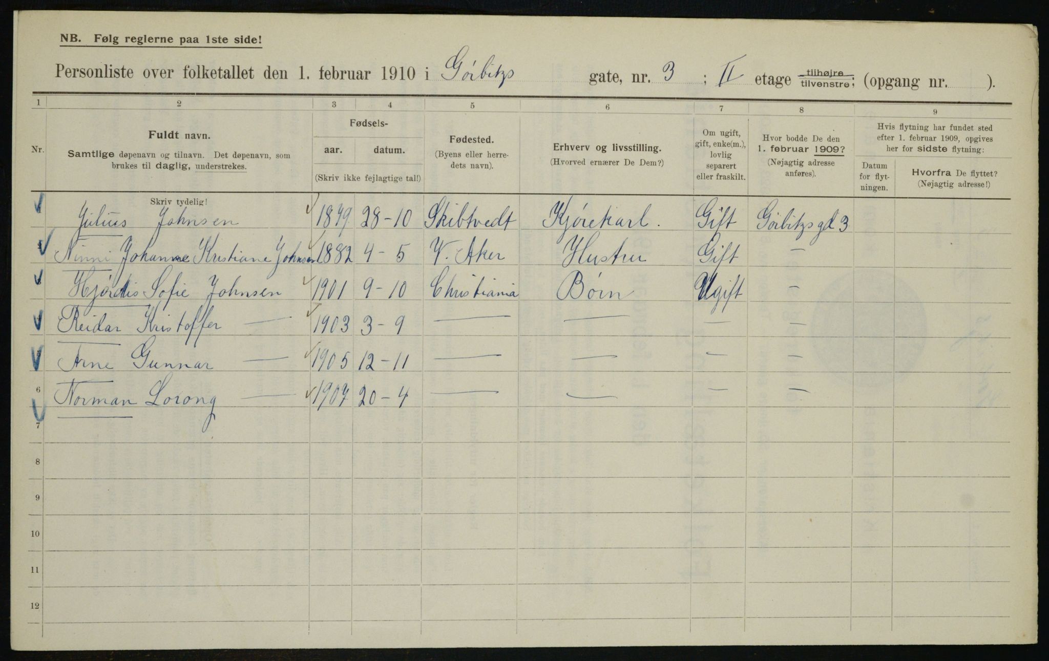 OBA, Kommunal folketelling 1.2.1910 for Kristiania, 1910, s. 31330