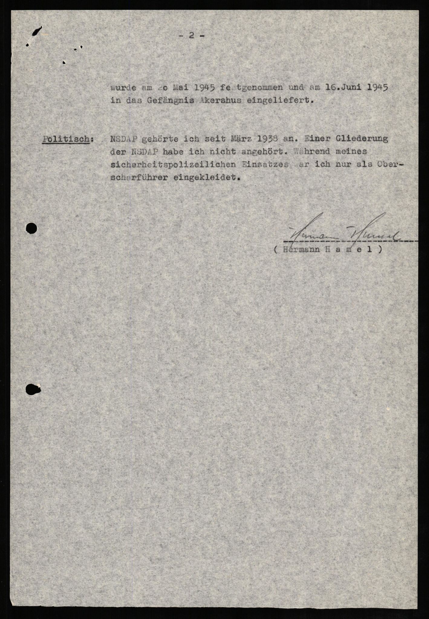 Forsvaret, Forsvarets overkommando II, RA/RAFA-3915/D/Db/L0011: CI Questionaires. Tyske okkupasjonsstyrker i Norge. Tyskere., 1945-1946, s. 376