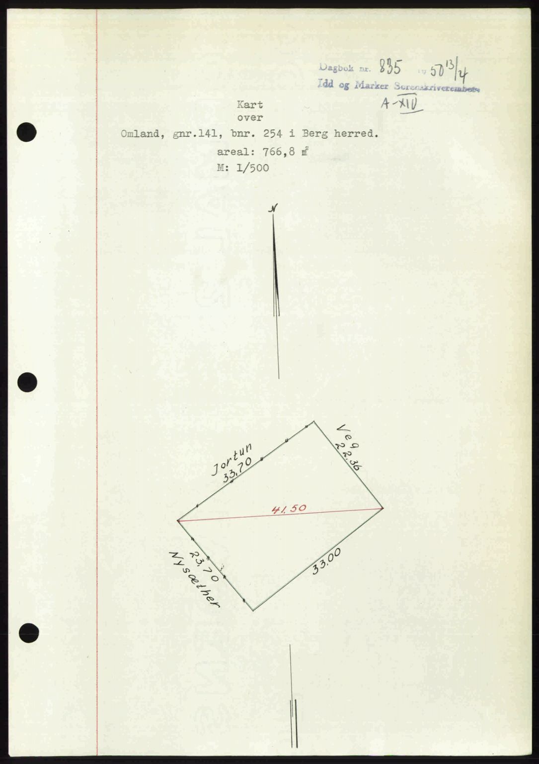 Idd og Marker sorenskriveri, AV/SAO-A-10283/G/Gb/Gbb/L0014: Pantebok nr. A14, 1950-1950, Dagboknr: 835/1950