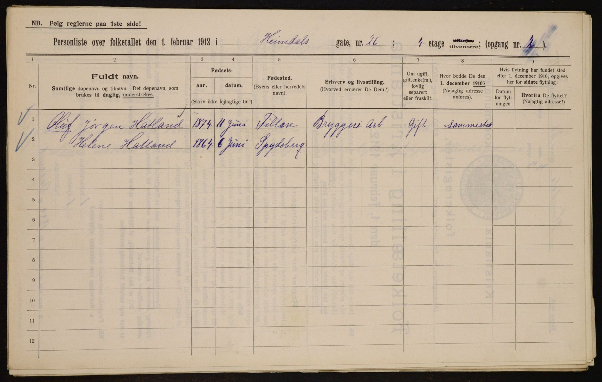 OBA, Kommunal folketelling 1.2.1912 for Kristiania, 1912, s. 37208