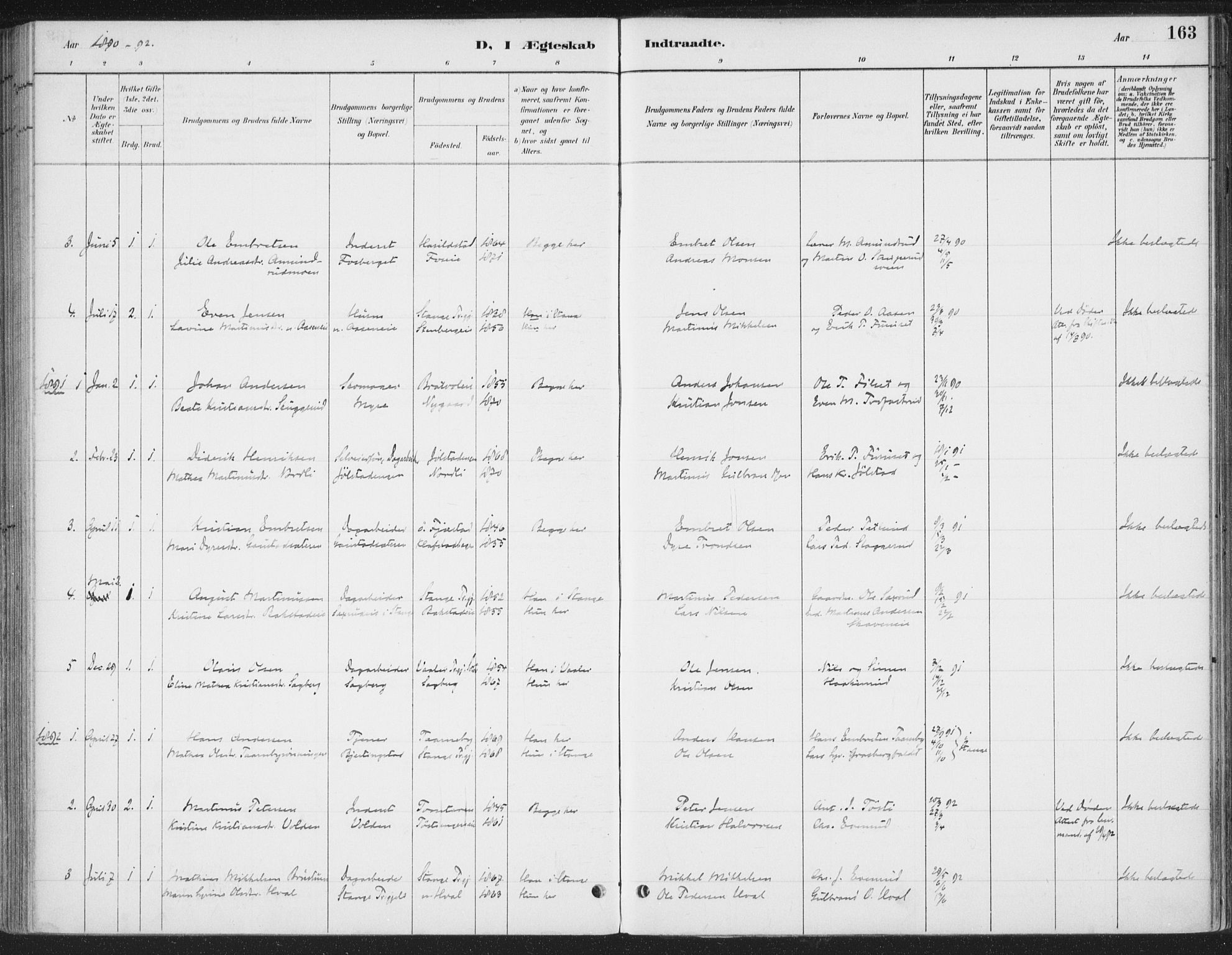 Romedal prestekontor, SAH/PREST-004/K/L0008: Ministerialbok nr. 8, 1887-1905, s. 163