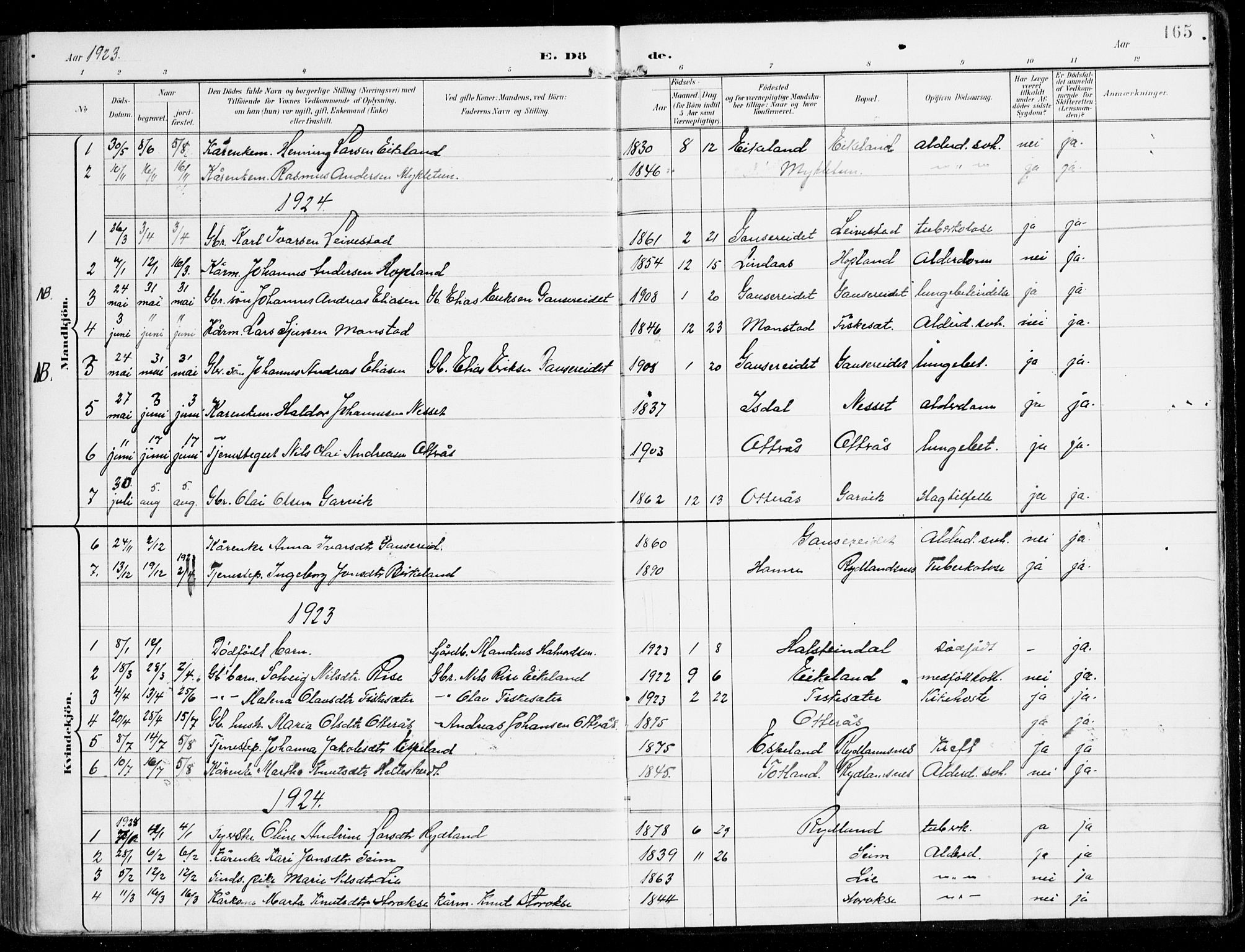 Alversund Sokneprestembete, AV/SAB-A-73901/H/Ha/Haa/Haad/L0004: Ministerialbok nr. D 4, 1898-1926, s. 165
