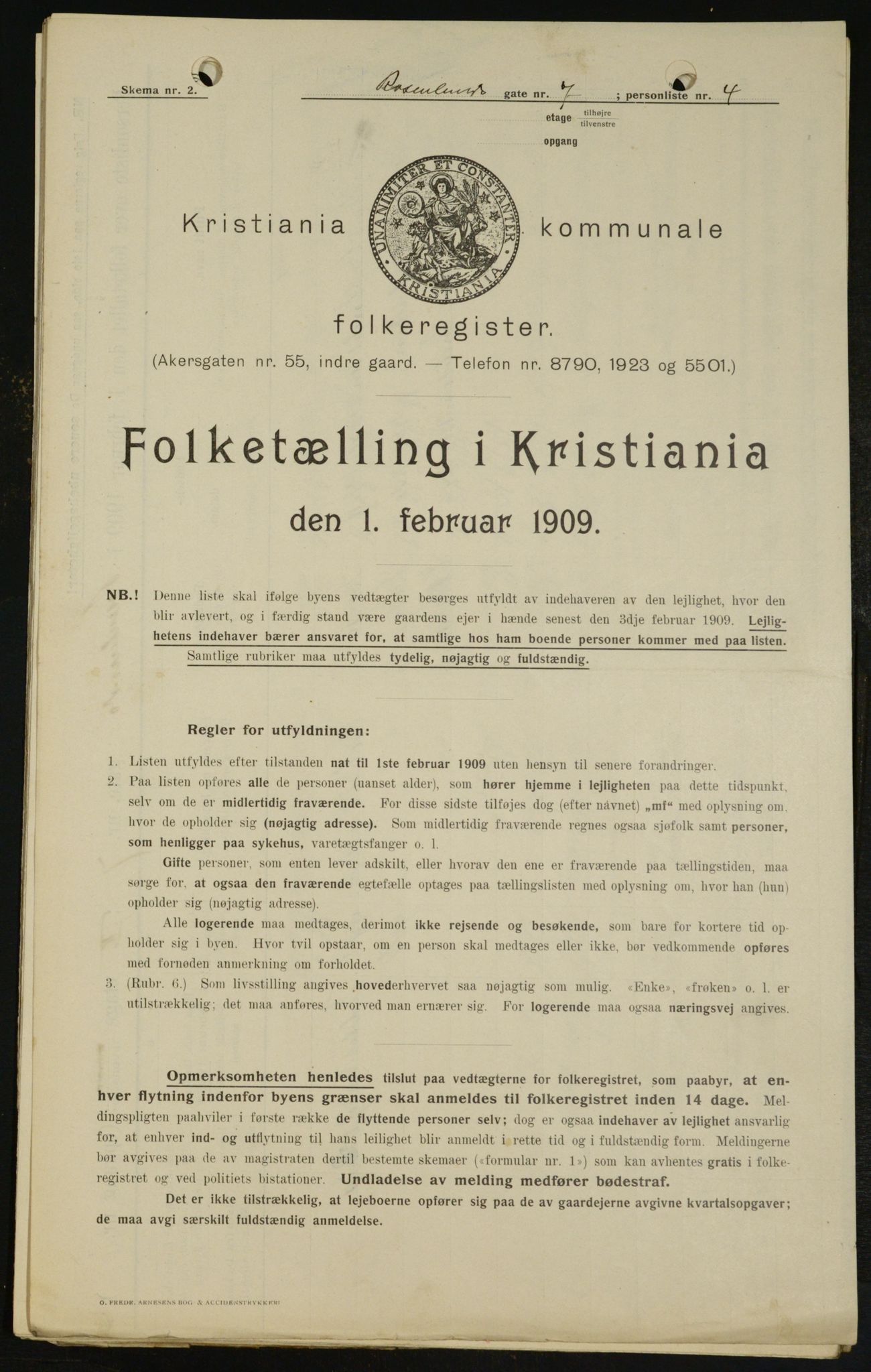 OBA, Kommunal folketelling 1.2.1909 for Kristiania kjøpstad, 1909, s. 76262